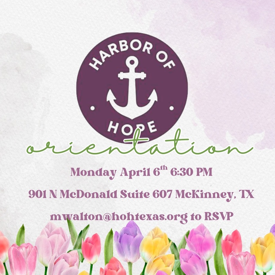 Join us Monday April 6, 2026, 6:30 pm at our office in McKinney to learn how you can help foster children in your community! Use the link below to register OR email mwalton@hohtexas.org with questions.
https://forms.gle/XgaEkQXg5ksNgWDV6