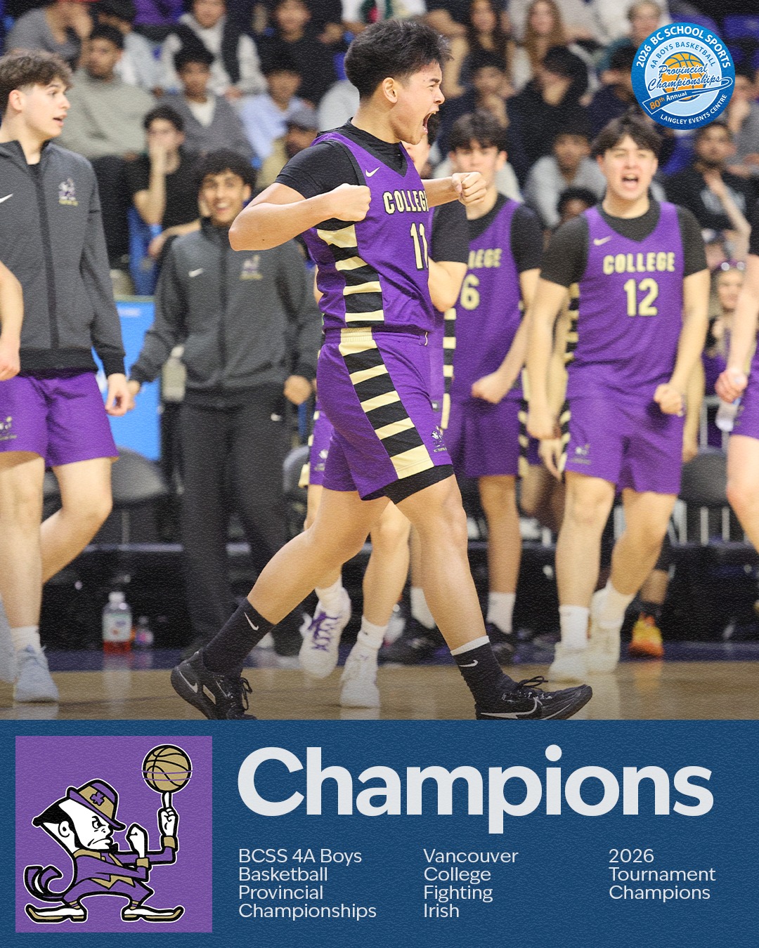 One team left standing at the top of the province 🏆🏀
The Vancouver College Fighting Irish are your 4A Boys Basketball Provincial Champion