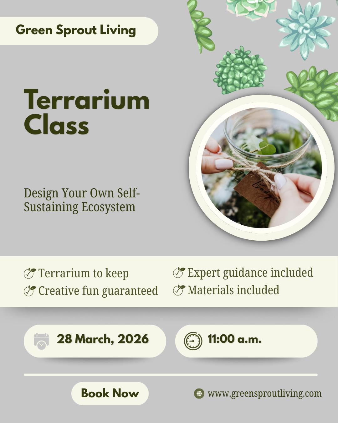 🌿 Ready to play in the dirt…in a jar?
Join me Saturday, March 28th at 11 AM at the Flora Housing Authority on Locust Street in Flora for a hands-on Terrarium Workshop where I’ll walk you step-by-step through building your own unique mini ecosystem. No experience needed—I’ll guide you through the whole process!
✨ All supplies are included, and you’ll leave with a beautiful living terrarium you created yourself. It’s the perfect little way to kick off spring and bring some green back into your home.
🎟 Tickets are limited and the last day to grab yours is March 26th — so don’t wait until the last minute!
🎁 Bring a printed copy of your receipt when you arrive so you can be entered into a door prize drawing to win a fun surprise!
👉 Click the link to purchase your ticket, grab your seat, and come spend a fun morning getting your hands in the soil with me. I can’t wait to see you there! 🌱
https://www.greensproutliving.com/event-details/terrarium-workshop
#terrariumworkshop #floraillinois #springkickoff #plantpeople #growyourown #gardenfun 🌿✨