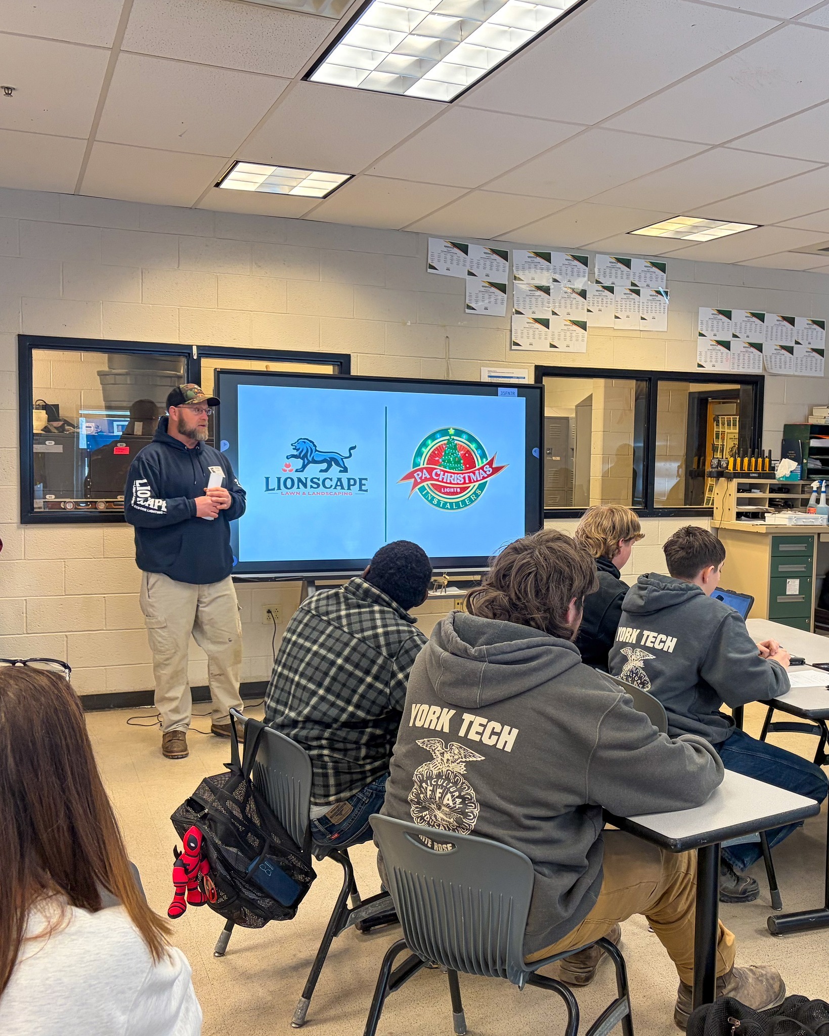 It's always a good day when two industry professionals visit, especially when one of them is an alumnus! Jeff Barker and Brady Coleman '25 took a break from working at Lionscape Lawn and Landscaping to chat with students in our Landscaping and Agriculture program. They also demonstrated proper pruning techniques and provided some hands-on training. #YorkTechProud