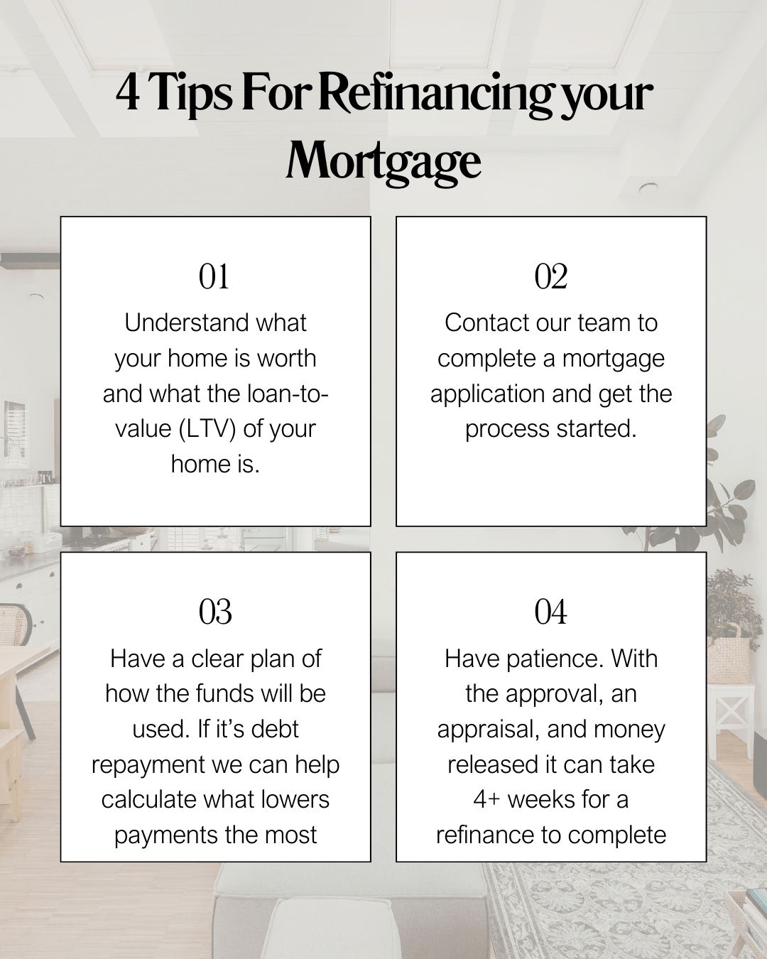 When it comes to refinancing our Grande Prairie Mortgage team are pros! We walk you through the entire process from application to fund release day. Any questions you have about the process or timeline, we're here to help!