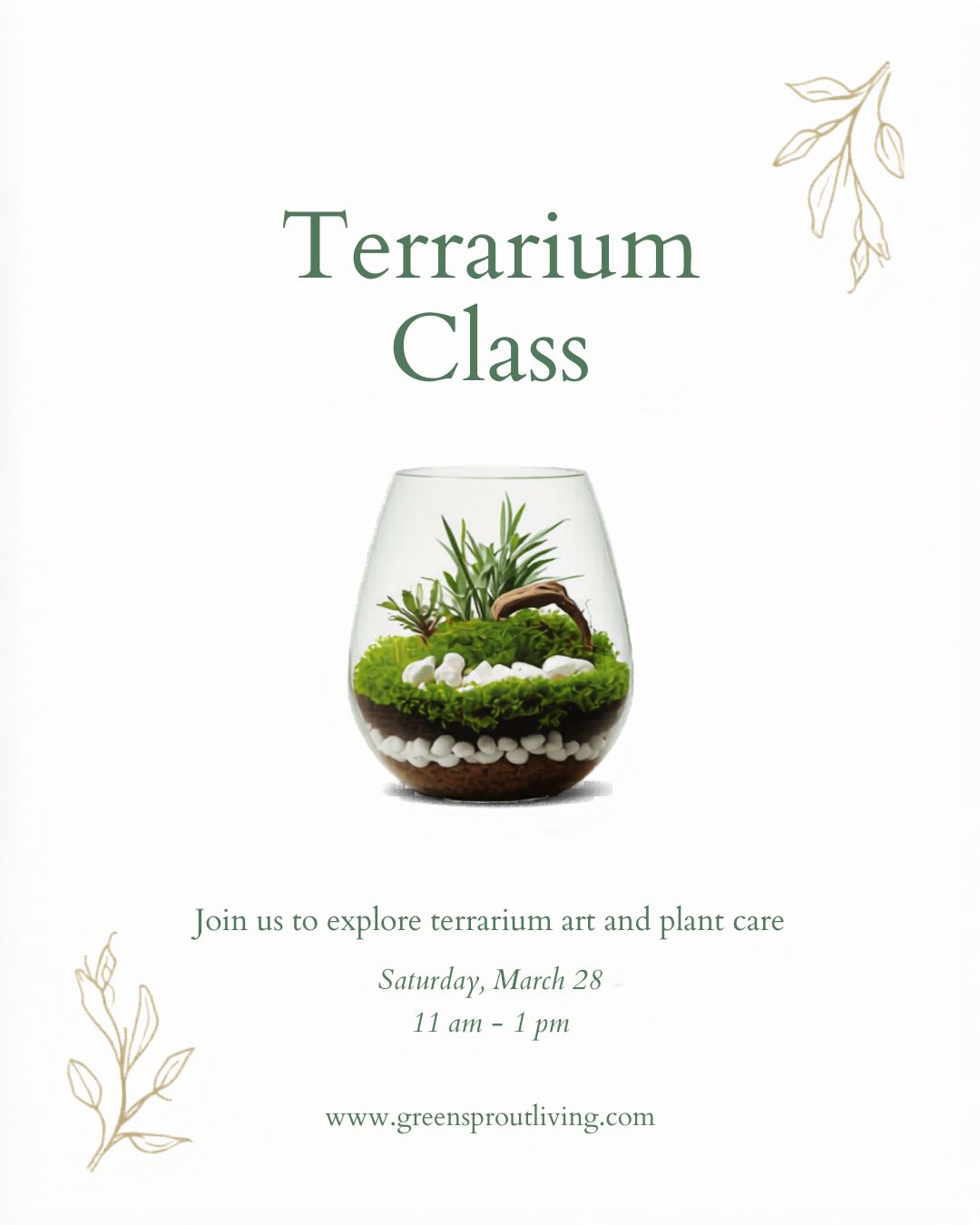 🌿 Ready to play in the dirt…in a jar?
Join me Saturday, March 28th at 11 AM at the Flora Housing Authority on Locust Street in Flora for a hands-on Terrarium Workshop where I’ll walk you step-by-step through building your own unique mini ecosystem. No experience needed—I’ll guide you through the whole process!
✨ All supplies are included, and you’ll leave with a beautiful living terrarium you created yourself. It’s the perfect little way to kick off spring and bring some green back into your home.
🎟 Tickets are limited and the last day to grab yours is March 26th — so don’t wait until the last minute!
🎁 Bring a printed copy of your receipt when you arrive so you can be entered into a door prize drawing to win a fun surprise!
👉 Click the link to purchase your ticket, grab your seat, and come spend a fun morning getting your hands in the soil with me. I can’t wait to see you there! 🌱
https://www.greensproutliving.com/event-details/terrarium-workshop
#terrariumworkshop #floraillinois #springkickoff #plantpeople #growyourown #gardenfun 🌿✨