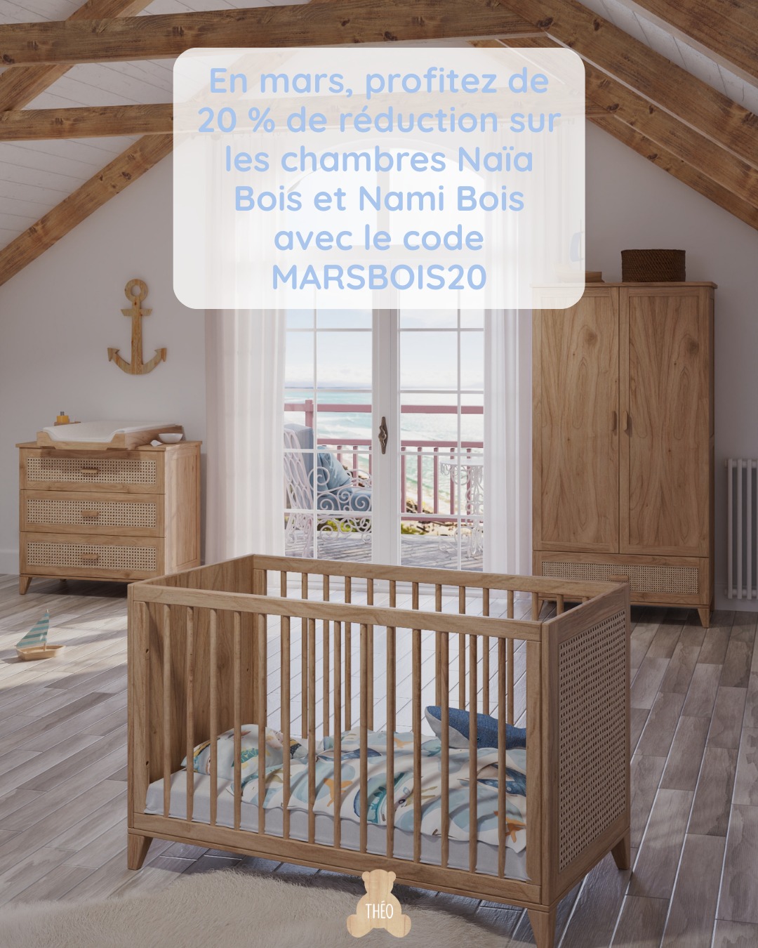 ✨ Mars rime avec douceur…
Profitez de -20% sur les chambres Naïa Bois et Nami Bois avec le code MARSBOIS20
Du bois naturel et des matières saines pour créer un cocon chaleureux et apaisant autour de votre bébé
📅 Offre valable tout le mois de mars
#ChambreBébé #BoisNaturel #ThéoBébé #CoconDeBébé #DouceurGourmande #designnaturel #litenfant #mobilierdurable #rotin #decobebe #chambreBebe