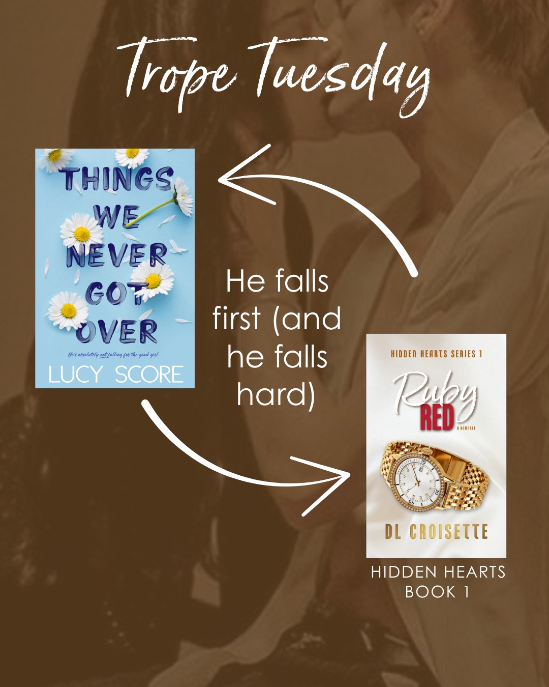 Trope Tuesday 💕 He falls first (and he falls hard).
If you devoured Things We Never Got Over by Lucy Score for the protective hero energy and the “I’m in, whether she’s ready or not” devotion, you’ll adore Ruby Red.
She’s rebuilding after betrayal and refusing to need anyone.
He catches feelings early and doesn’t pretend he hasn’t.
Every glance says the same thing: I’m yours. Take your time.
👉 Tell me: are you a he falls first reader or do you prefer mutual slow collapse?
#dlcroisette #hiddenheartsseries