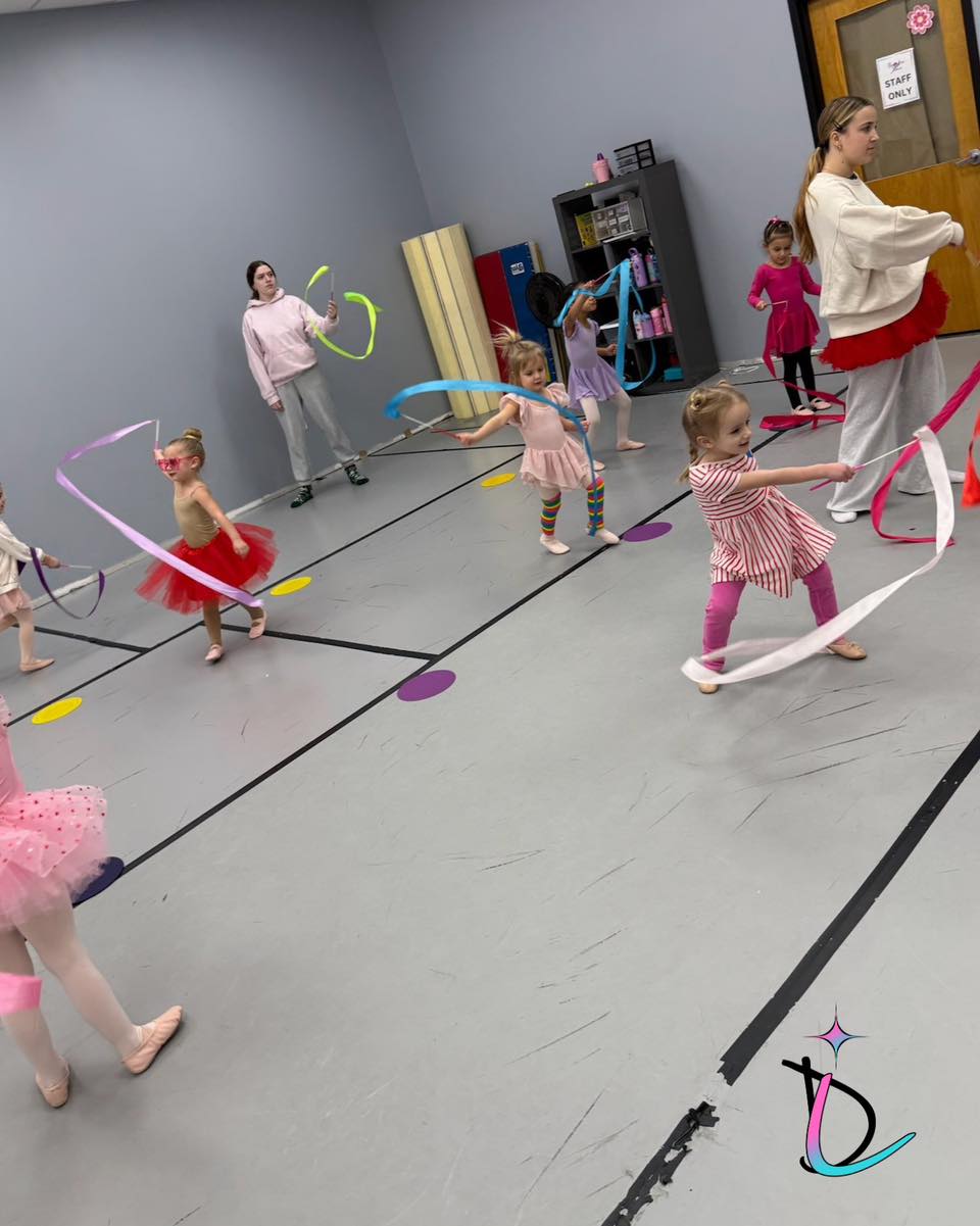 Our Toes & Tumbles dancers explored movement with colorful ribbons, adding a little extra magic to class. 💫