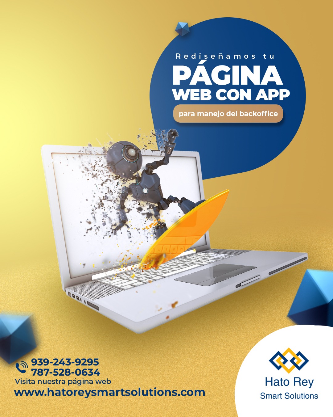 🌐 Rediseñamos tu página web con app para manejo del backoffice.
Actualizamos tu página web para que tenga un diseño moderno y herramientas que te permitan manejar tu negocio de forma más fácil.
Una página web bien diseñada mejora la experiencia de tus clientes y fortalece tu presencia digital.
📞 939-243-9295
📞 787-528-0634
🌐 www.hatoreysmartsolutions.com
#DiseñoWeb #RediseñoWeb #Tecnología #HatoReySmartSolutions
