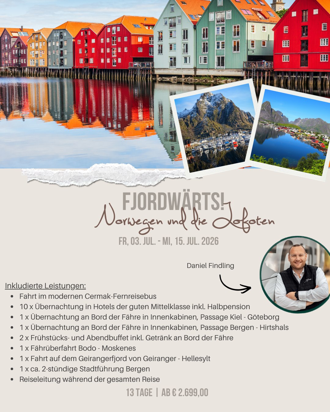 🇸🇪🇳🇴 Fjordwärts! Schweden & die Lofoten entdecken
Erleben Sie eine unvergessliche Skandinavienreise voller beeindruckender Natur und nordischer Lebensart! 🌄
Auf dieser besonderen Rundreise erwarten Sie spektakuläre Küstenstraßen, tief eingeschnittene Fjorde und die einzigartige Landschaft der Lofoten – einer Inselgruppe im Norden Norwegens mit rund 80 Inseln und alpinen Bergen direkt am Meer.
✨ Freuen Sie sich auf:
• Atemberaubende Fjordlandschaften
• Die faszinierenden Inseln der Lofoten
• Eindrucksvolle Küsten- und Panoramastraßen
• Skandinavische Städte und nordische Kultur
• Naturerlebnisse zwischen Bergen, Meer und unendlichen Weiten
Diese Reise verbindet das Beste aus Schweden und Norwegen und zeigt Ihnen die wilde, ursprüngliche Schönheit des Nordens – ein echtes Traumziel für Natur- und Skandinavienliebhaber! 🌊⛰️
👉 Jetzt mehr erfahren & Plätze sichern:
https://reisen.cermak-reisen.de/reisen/detail/2539213-fjordwaerts-schweden-und-die-lofoten
#CermakReisen #Skandinavien #Norwegen #Lofoten #Schweden #Fjordliebe #Traumreise #Rundreise
