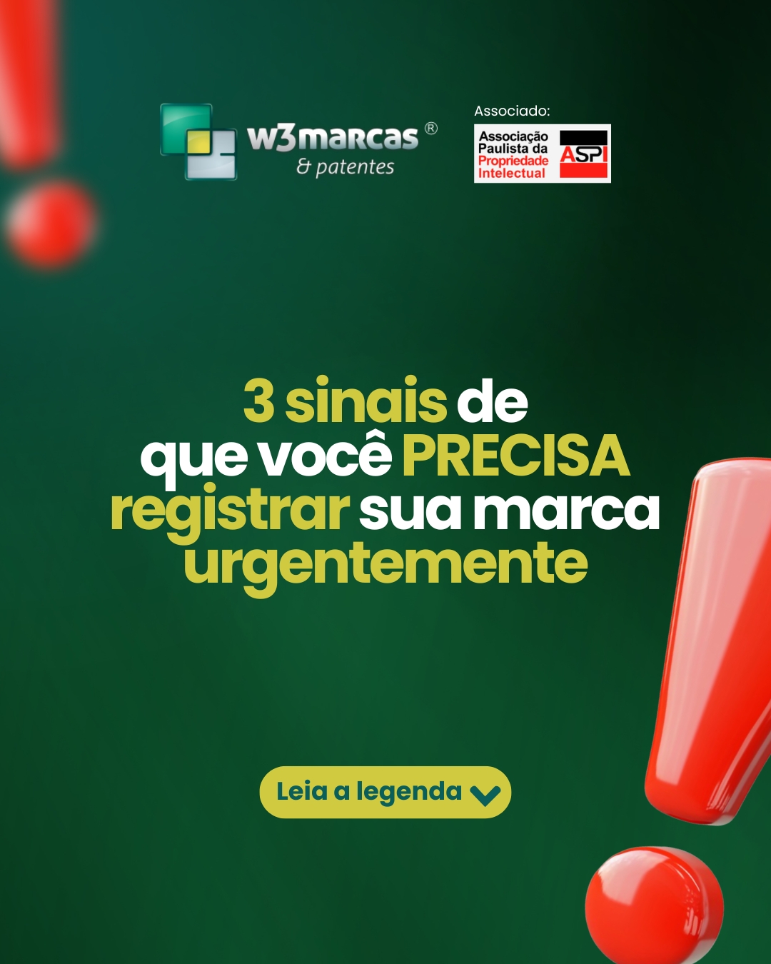 3 sinais de que você PRECISA registrar sua marca urgentemente ⚠️
1️⃣ Alguém começou a usar um nome parecido com o seu
Isso pode gerar confusão para os clientes e enfraquecer a identidade do seu negócio.
2️⃣ Você está investindo em divulgação e identidade visual
Sem registro, todo esse investimento pode ser perdido se outra pessoa registrar a marca antes.
3️⃣ Você quer expandir ou franquear seu negócio
Sem proteção legal, fica muito mais difícil garantir exclusividade e segurança para crescer.
🛡️ Se você se identificou com algum desses sinais, não deixe para depois.
O registro da marca no INPI é o que garante a proteção legal do seu negócio.
💼 A W3Marcas e Patentes possui mais de 20 anos de experiência em registros de marcas e patentes no Brasil e no exterior, oferecendo acompanhamento completo em todas as etapas do processo.
🚀 Proteja sua marca e cresça com segurança.
📱 (85) 98602-4353
📧 registrecom@w3marcasepatentes.com.br
🌐 www.w3marcasepatentes.com.br
#registrodemarca #marcaregistrada #inpi #w3marcas #w3marcasepatentes #protejaseunegocio #empreendedorismo #direitoempresarial #propriedadeintelectual #marcasepatentes #negocios #segurancajuridica