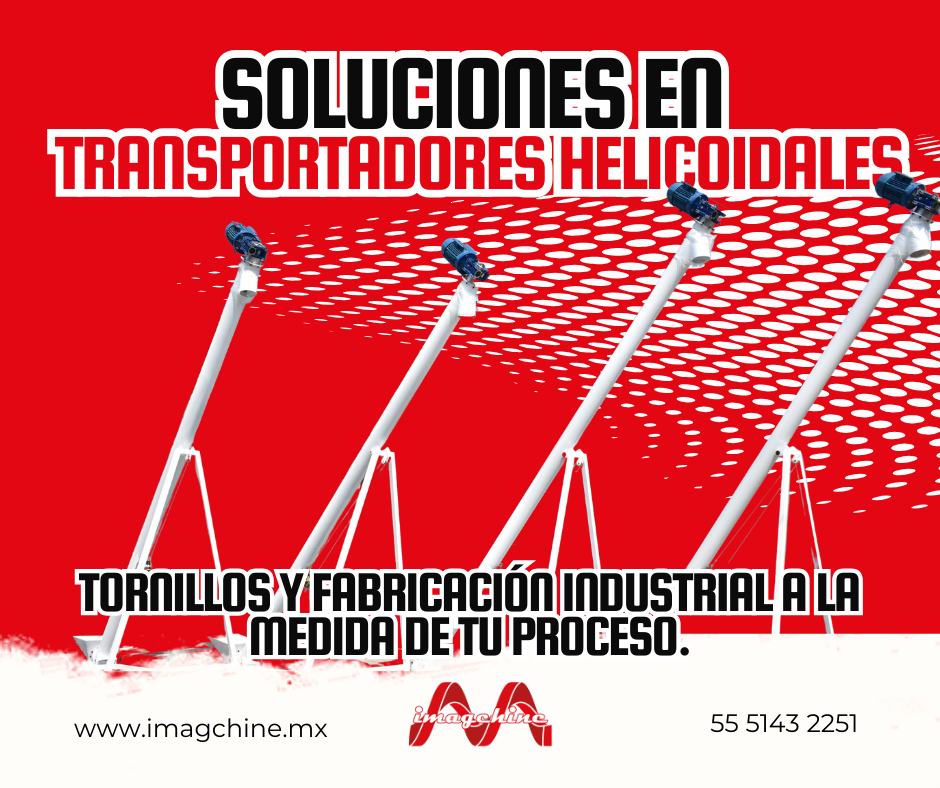 Diseño y fabricación de transportadores helicoidales a medida, desarrollados para adaptarse a las necesidades específicas de cada proceso industrial y garantizar un transporte uniforme de materiales.