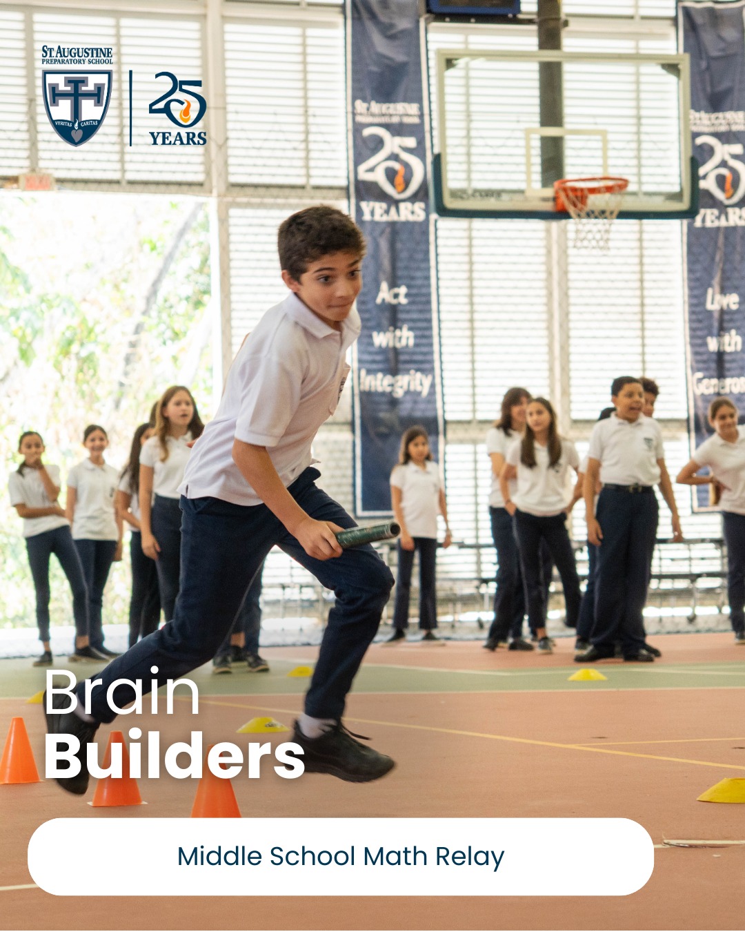 The Middle School Math Relay is part of BrainBuilders: activities that seek to reinforce and expand on class content. Middle Schoolers demonstrated their arithmetic talents and worked as a team to solve math problems in record time! #GoDolphins #TopAcademicSchool #BuildingKnowledge