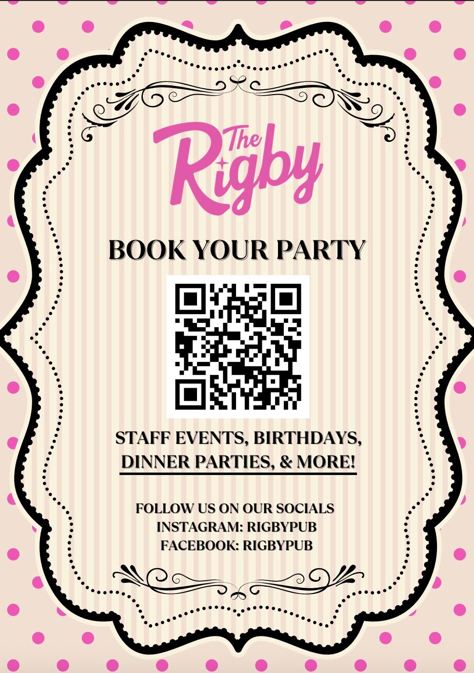 Book your private party at The Rigby! ๐
Whether you are celebrating your birthday, hosting a dinner party, or even a staff event, The Rigby is the place to host it!
Follow our socials and scan the QR code to learn more ๐ป๐
#rigbyforthepeople #privateparty #birthday #dinnerparty #madisonwisconsin