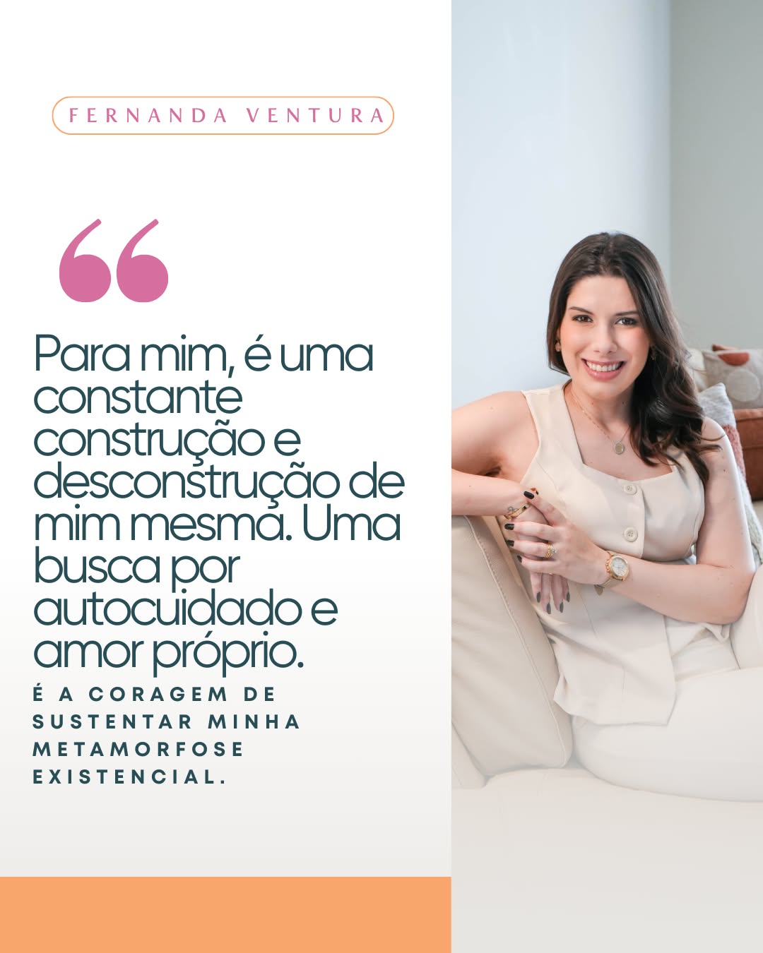 Celebramos a sensibilidade e a trajetória de mulheres que transformam o cuidado em propósito.
Nesta campanha de Mês da Mulher, convidamos nossas clientes a compartilharem, em uma frase, o que significa ser mulher em sua própria história.
✨ Hoje, quem divide a sua visão é a Fernanda Ventura, psicóloga e forte incentivadora do protagonismo feminino em suas decisões de vida. A Psicologia para Clareza Emocional tem o objetivo de trazer uma chance para a mulher se reconstruir, quantas vezes for preciso.
Que sejamos, sempre, corajosas para sustentar os nossos desejos mais profundos, em busca do bem-estar e amor-próprio.
Cada mulher que escreve a sua própria trajetória, inspira outras no caminho. 🧡
#MesDaMulher #MulheresQueCuidam #MulheresNaSaúde #AutoridadeFeminina #AbraceComunique #Psicologia #ClarezaEmocional #SobrecargaFeminina