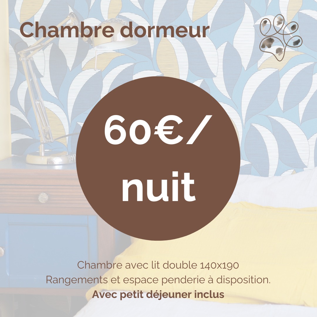 La chambre dormeur 😴
Au prix de 60€ la nuit, la chambre "Dormeur" vous propose un lit double 140x190 accompagné de plusieurs rangements et penderie.
L'accès à la salle de bain et aux WC sera partagé avec la seconde chambre, mais des tiroirs vous seront dédiés pour ranger vos affaires.
Le linge, les serviettes de bain (et de plage si besoin) et produits de douche sont inclus.
Pour en savoir plus, rendez-vous sur le site 👉🏼 www.leschambresdelenn.com
➡️ Réservation par mail 📩 : leschambresdelenn@gmail.com ou par téléphone 📞 : 06 84 83 28 26
#bretagne #damgan #morbihan #chambresdhotes