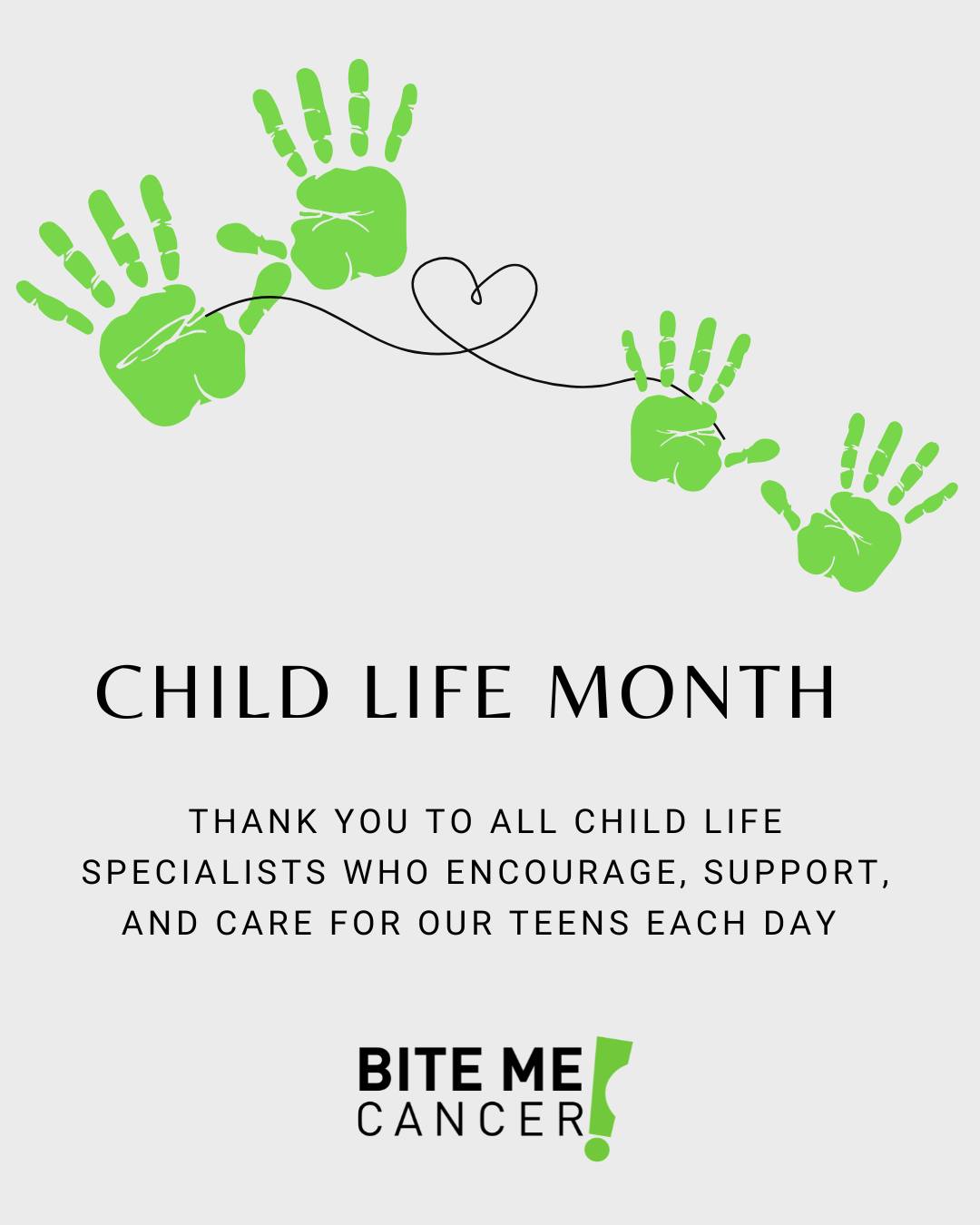 Child Life staff are special people who care deeply for their patients. We thank all of them - especially those who support our mission and distribute our Teen Support Bags! 💚