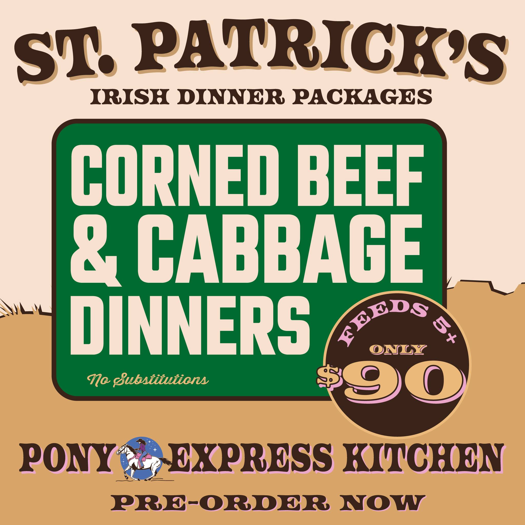 🍀 ST. PATRICK’S DAY IRISH DINNER PACKAGES 🍀
Feeding the whole crew this St. Patrick’s Day? We’ve got you covered 🇮🇪🍽️
🥩 Corned Beef & Cabbage Dinners
🍽️ Feeds 5+ people
💰 Only $90
🚫 No substitutions
Perfect for family dinners, parties, or celebrating with friends ☘️🙌
📞 Pre-order now from Pony Express Kitchen 🐎
📍American Legion Thomas Hartung Post 1977
More Info ⬇
https://www.ponyexpresscatering.com
#ponyexpresscatering #ponyexpress #StPatricksDay #irishfood #cornedbeefandcabbage