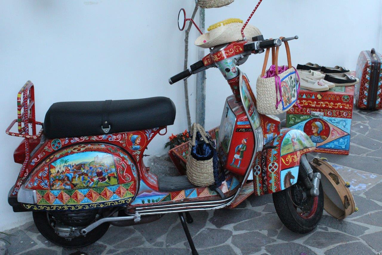 Traditional Sicilian artwork. Long before the fashion houses found it.