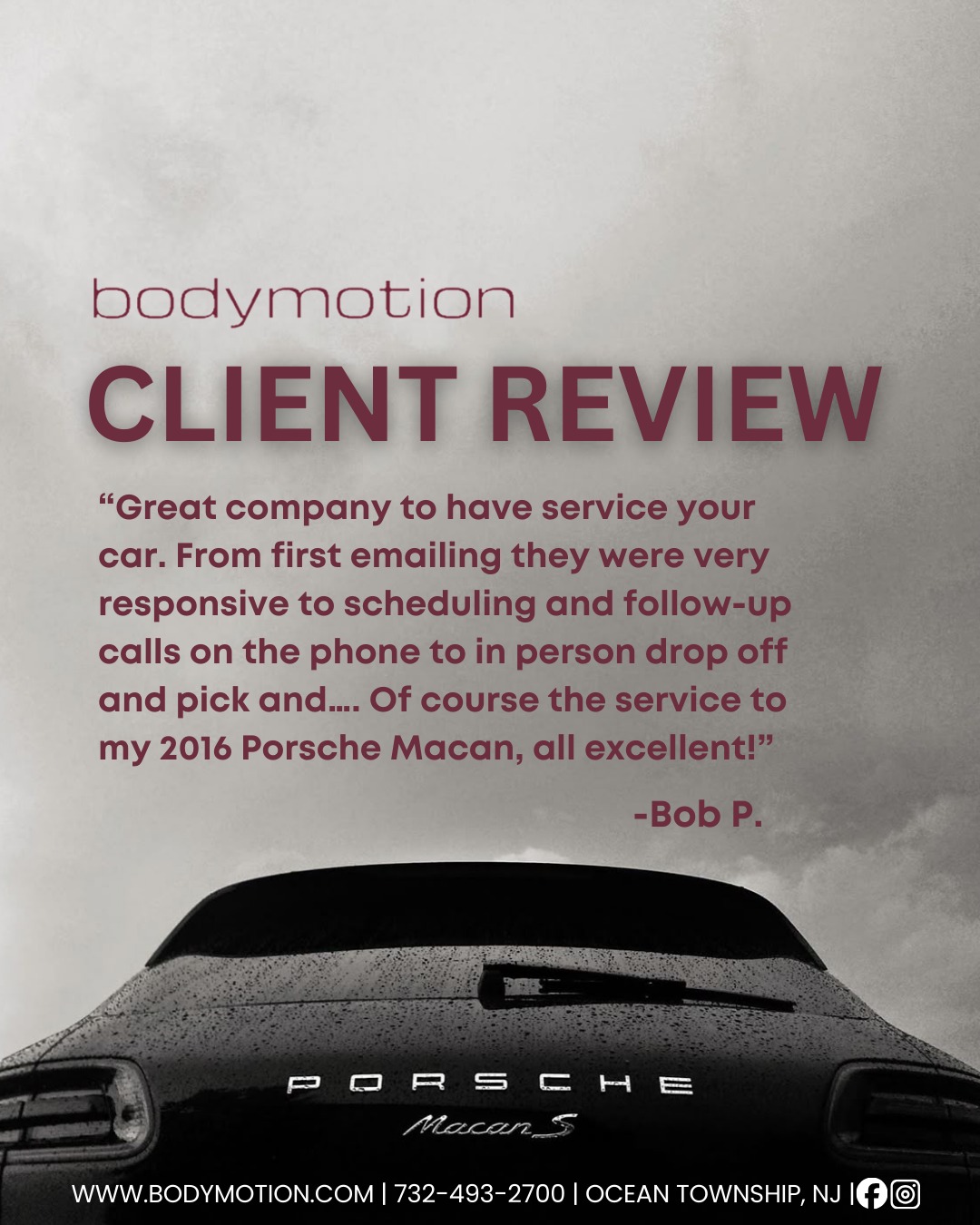 Thank you for trusting us with your vehicle Bob! We appreciate the kind words 🤝✅
40+ Years of Passion and Excellence 😎
www.bodymotion.com | 732-493-2700
#bodymotion #collisionrepair #monmouthnj #newjerseybusiness #customerservice #autobody #autorepair #bodyshopnearme #autobodyshopnearme #autorepairshopsnearme