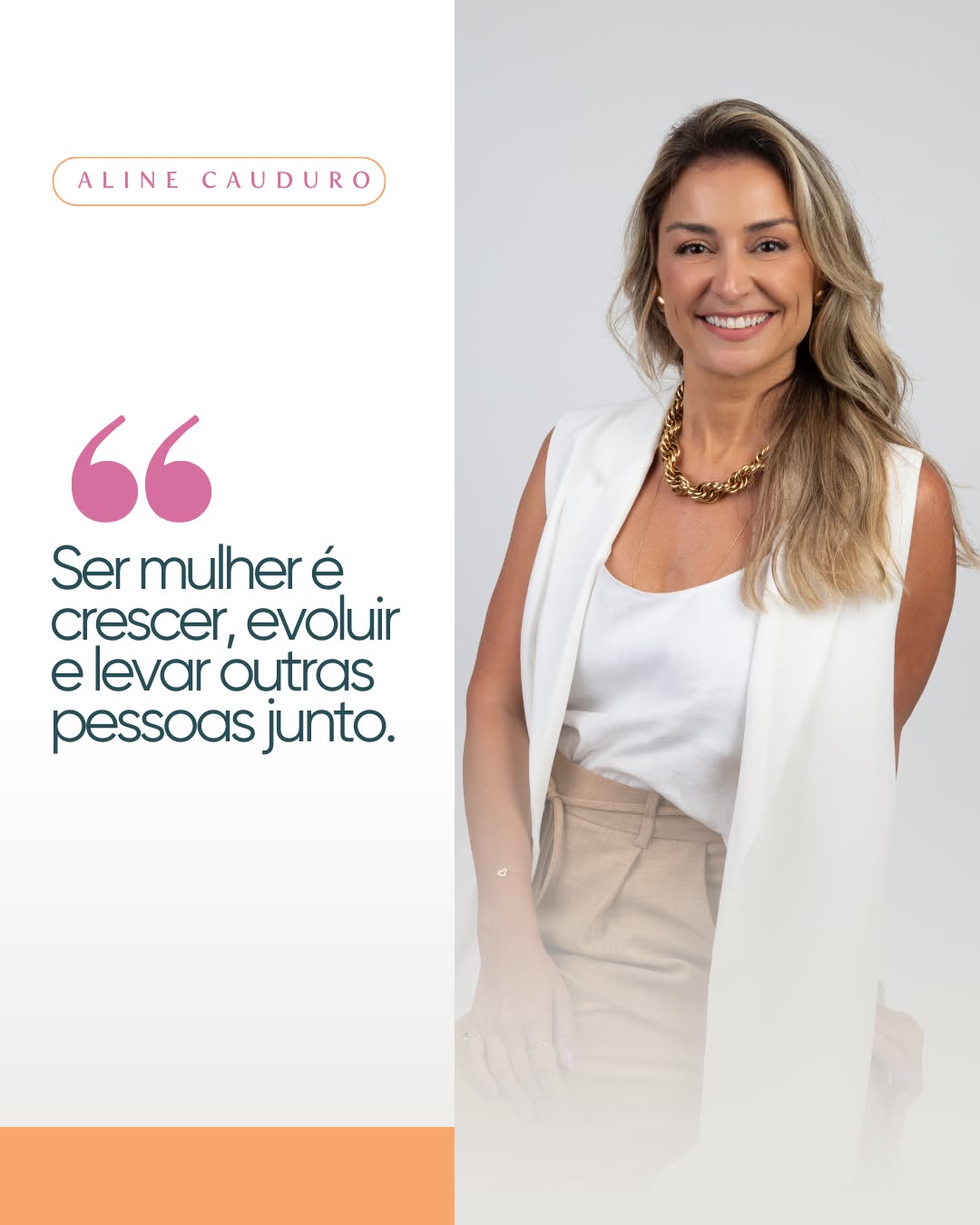 Celebramos a sensibilidade e a trajetória de mulheres que transformam a profissão em propósito.
Nesta campanha de Mês da Mulher, convidamos nossas clientes a compartilharem, em uma frase, o que significa ser mulher em sua própria história.
✨ Hoje, quem divide a sua visão é a Aline Cauduro, estrategista de negócios e consultora na Comatrix.
Como mãe, esposa, filha, irmã, empresária e mentora, , já atingiu profissionais de empresas multinacionais e líderes C-level, levando a conscientização sobre o futuro do trabalho, mais humano e mais sustentável.
A multiplicidade de papéis, nos leva a evoluir, diariamente, com a certeza que podemos impactar as gerações futuras.
Cada mulher que escreve a sua própria trajetória, inspira outras no caminho. 🧡
#MesDaMulher #MulheresQueEmpreendem #AutoridadeFeminina #AbraceComunique #LiderançaEstratégica #Liderança