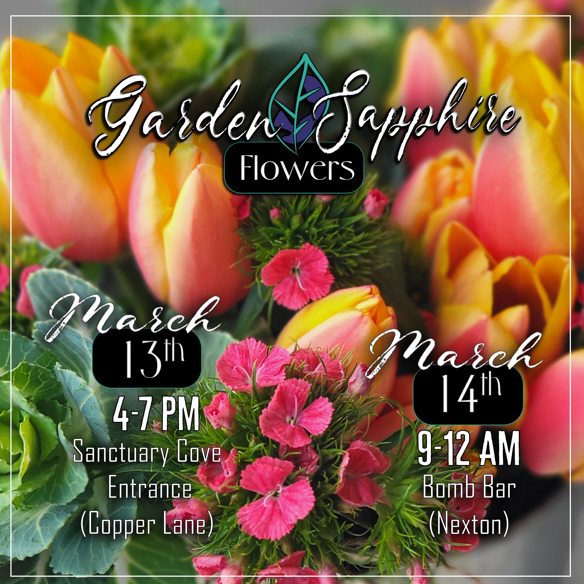 Getting ready for the weekend! We will be popping up at our usual spot outside the Second Entrance to Sanctuary Cove (at Copper Lane) in Cane Bay AND outside the entrance to Bomb Bar in Nexton.
If you miss us tomorrow night, make your way to Bomb Bar Saturday morning for a smoothie to go with your bouquet!