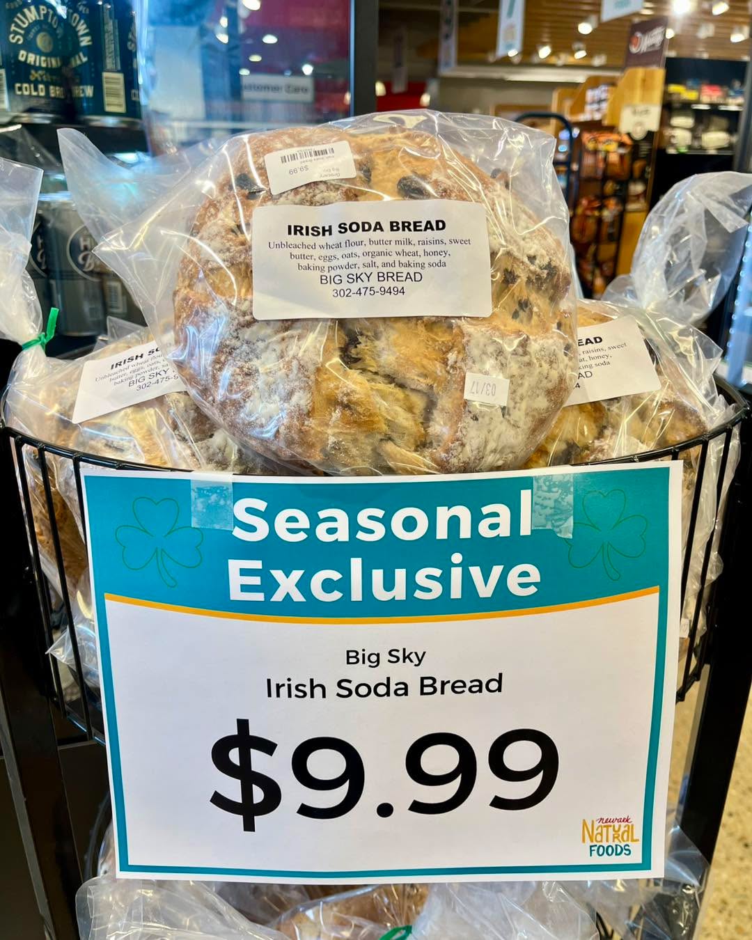 Our seasonal favorite Irish soda bread is now in stock ☘️🍞 Be sure to pick up a loaf before they are all gone!