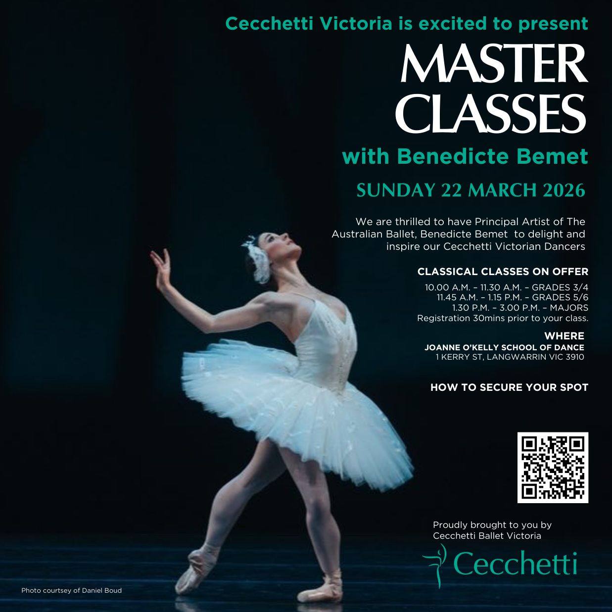 ✨ Cecchetti Ballet Victoria is delighted to present a special masterclass series
with Ms Benedicte Bemet, Principal Artist of @ausballet
We are thrilled to welcome @benedictebemet
to inspire our Victorian dancers in this special class designed to nurture excellence, artistry and a lifelong love of classical ballet.
Secure your place at the barre:
👉 https://www.trybooking.com/DIMXR
Places are strictly limited and filling quickly.
Teachers and parents, please share with dancers who may enjoy this special opportunity.
#cecchettiballet #cecchettivictoria #balletmasterclass #ballettraining #classicalballet #balletstudents #australianballet #balletaustralia