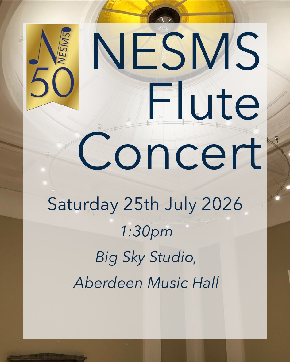 Join us for an afternoon of flute solos, duets and ensemble pieces played by scholarship students Isla Rippiner and Olwenn Stewart, alongside members of the NESMS flute choir. Accompanied by Colin Stewart.
Tickets cost £12, available from the Aberdeen Performing Arts box office.