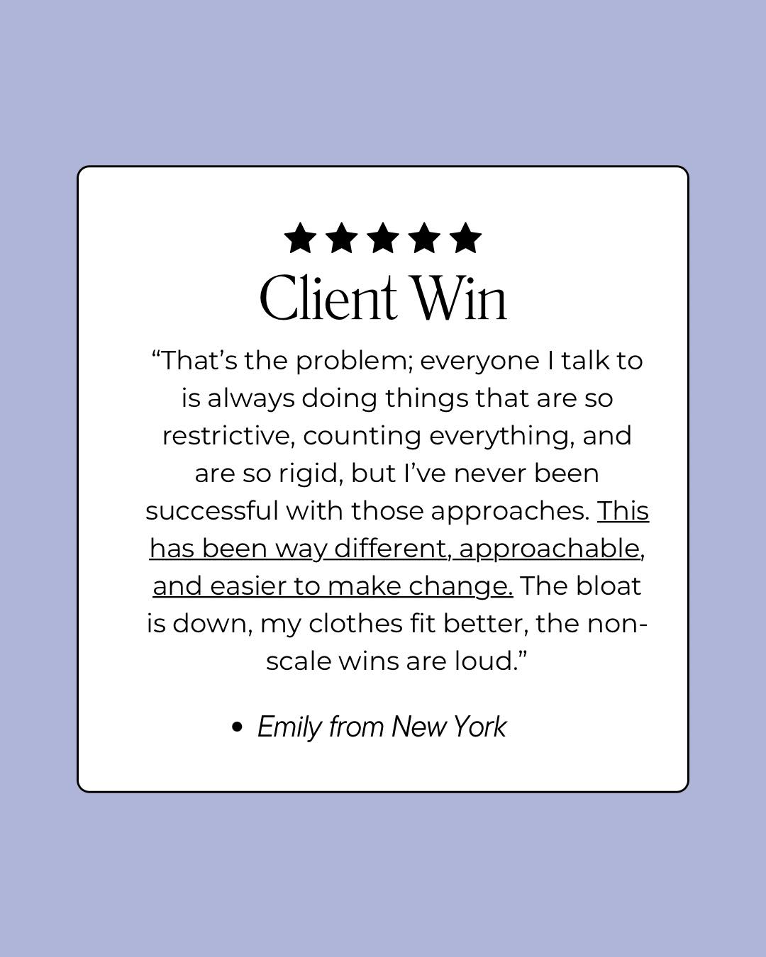 Most women I talk to say the same thing:
“I’ve tried everything… and nothing sticks.”
Usually that “everything” looked like counting every calorie, cutting foods out, or following a plan that was so rigid it only worked for a few weeks.
So when a client told me this, it meant a lot.
Because our goal isn’t more restriction. It’s building meals and habits that actually fit your life.
And when that happens, the changes show up in ways that matter.
The bloat goes down.
Clothes fit better.
Energy improves.
The non-scale wins get loud.
That’s what sustainable nutrition should feel like.
If you want support without the restrictive rules, comment MEMBERSHIP and I’ll send you the details on joining us.