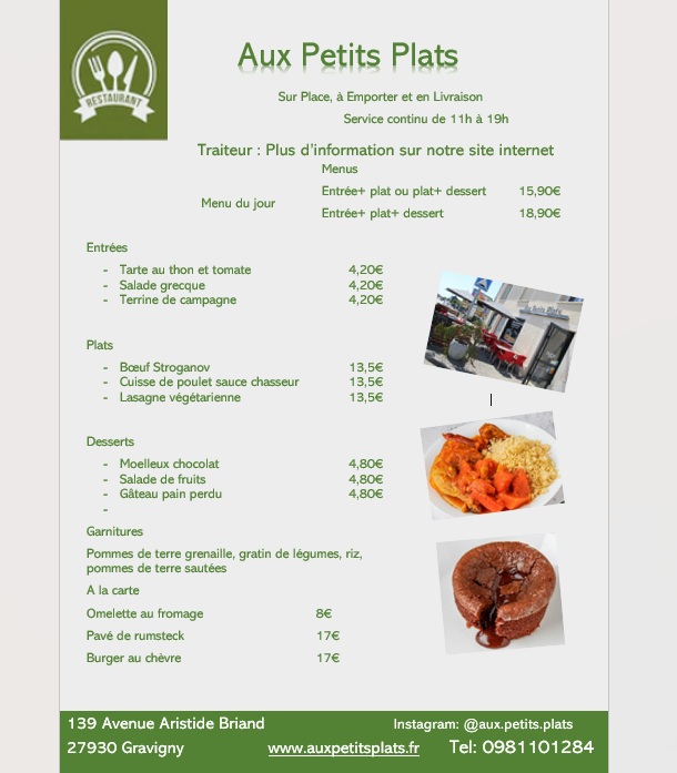 Menu du jour Jeudi 12 Mars.