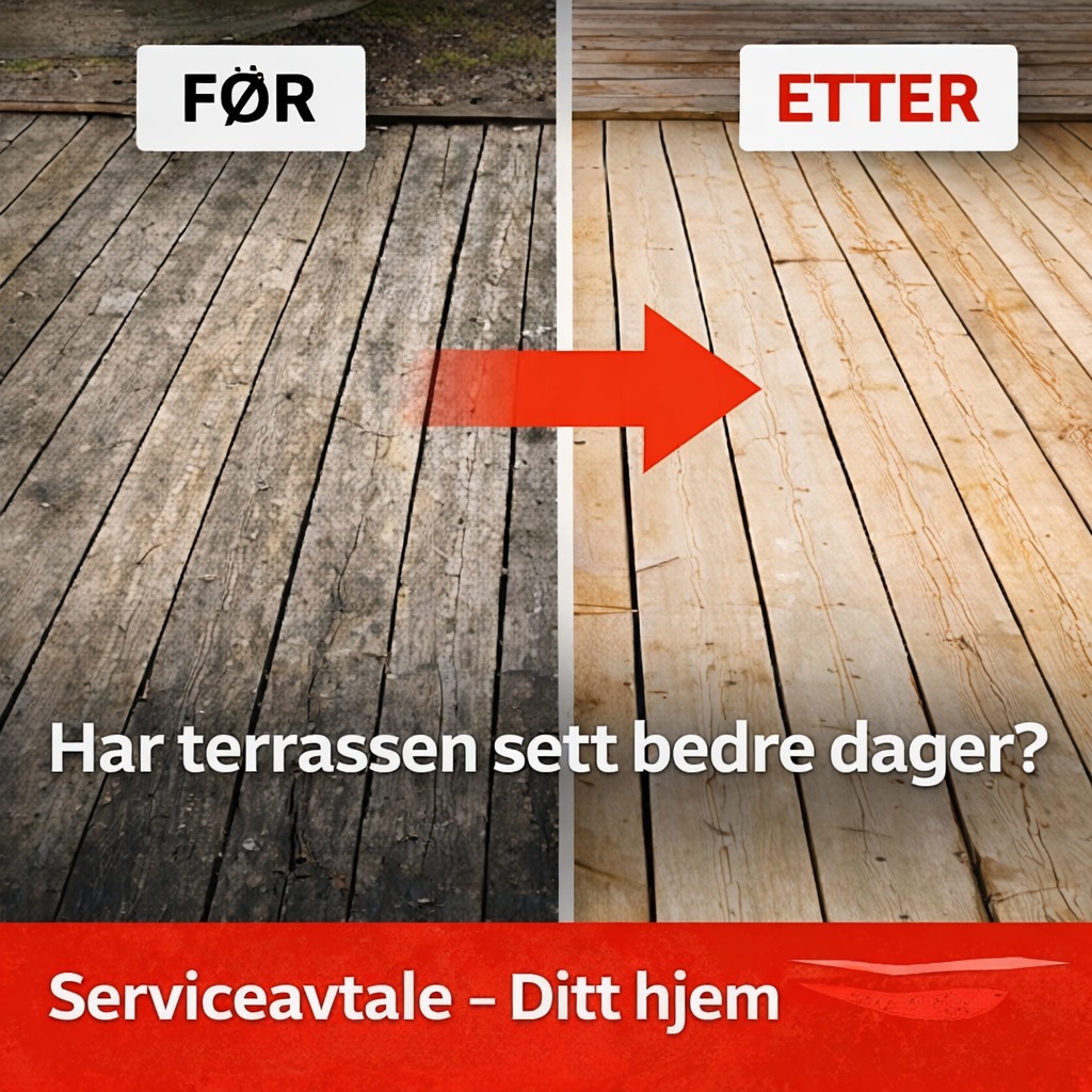 🔨 Har terrassen sett bedre dager?
En terrasse er ofte husets viktigste samlingsplass om våren og sommeren. Men etter noen år med vær og vind kan både bord, rekkverk og konstruksjon trenge litt kjærlighet.
Vi kan hjelpe med:
• Ny terrasse
• Oppgradering av eksisterende terrasse
• Nye rekkverk og trapper
• Reparasjon av slitte konstruksjoner
Resultatet blir en trygg og flott uteplass du kan bruke i mange år fremover.
📩 Ta kontakt via www.serviceavtale.no
