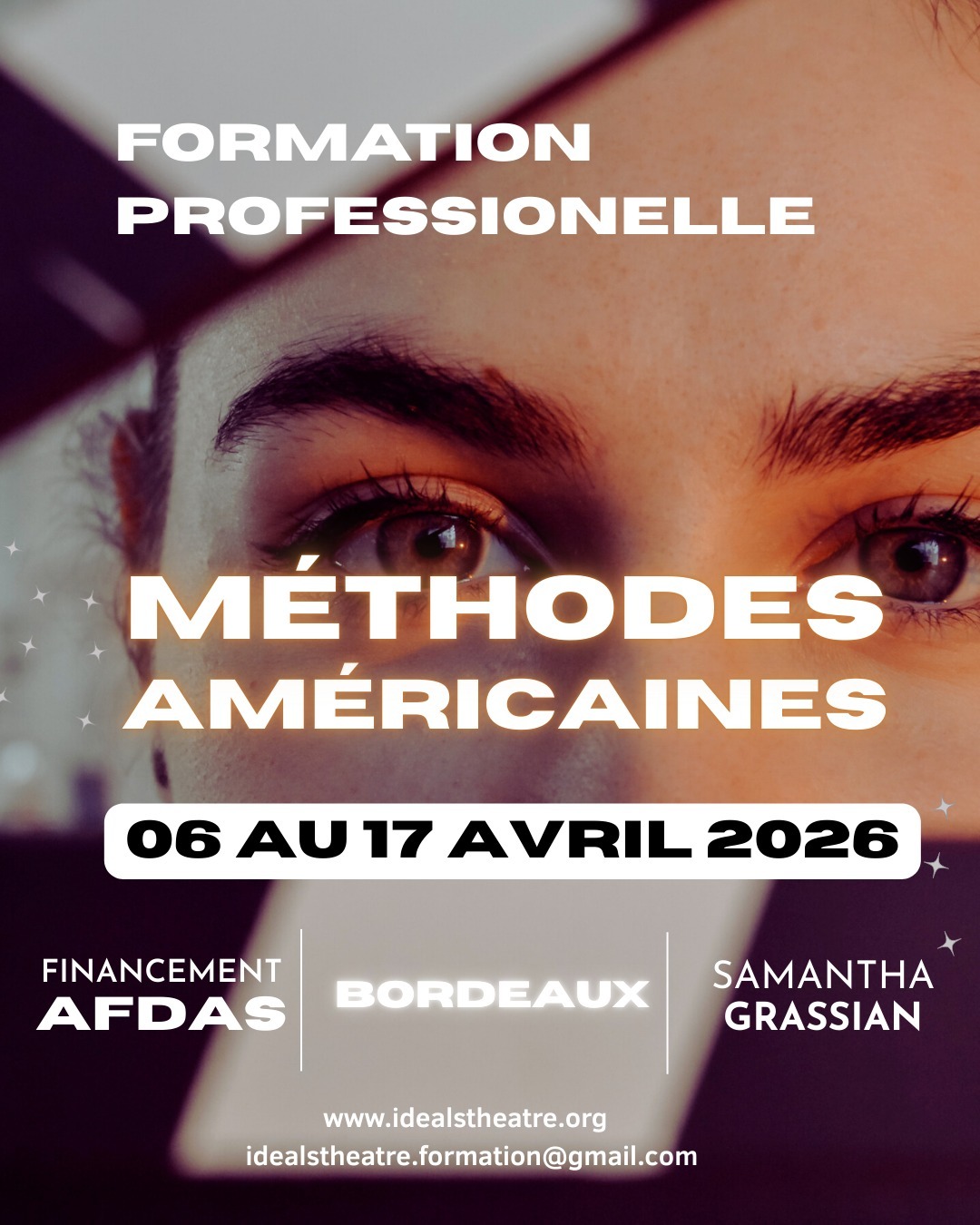 🚨 Dernière chance : Financement AFDAS fermé, mais il reste des places en financement personnel !
Bonjour à tous,
Un petit mot pour vous informer que les dossiers AFDAS ne sont plus acceptés pour la formation "Méthodes Américaines" (6-17 avril 2026). Mais bonne nouvelle : il reste des places en financement personnel !
🎭 Pourquoi ne pas en profiter ?
- 10 jours pour explorer les techniques de Strasberg, Meisner, Adler et bien plus.
- Un cadre bienveillant et professionnel pour développer votre jeu.
-Une expérience unique avec Samantha Grassian.
📅 Dates : 6-17 avril 2026
📍 Lieu : Maison de la Tribu, Bordeaux
💰 Tarif financement personnel : 1000€ TTC
👉 Dépêchez-vous, les places sont limitées !
Inscrivez-vous dès maintenant : idealstheatre.org/formation
À très vite sur scène !
L’équipe IDEALS Théâtre