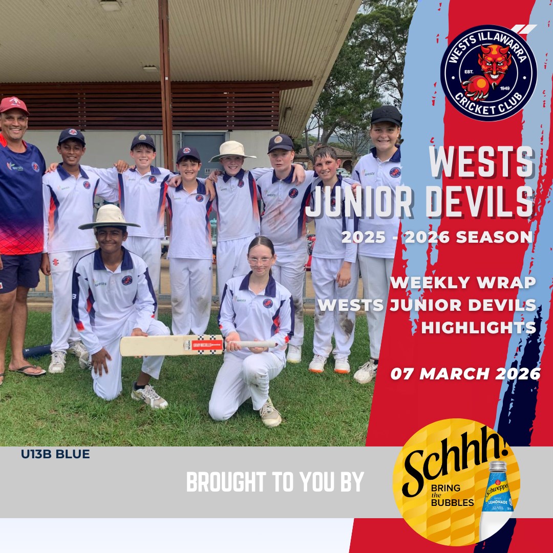 A week late! But here is last week's junior weekly wrap.
#JuniorWestsDevils #WestsIllawarraCricketClub #gothedevils