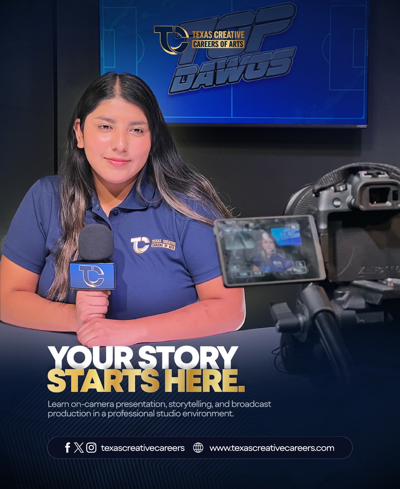 🎥 Your story starts here.
Step into the studio and turn your passion into a career.
From on-camera presentation to storytelling and broadcast production — we give you the skills to shine where it matters most.
✨ Learn by doing
🎙 Train in a real studio environment
📺 Build confidence on camera
Your future in media starts with one decision… start today.
👉 Apply now: www.texascreativecareers.com
#TexasCreativeCareers #BroadcastTraining #OnCameraTalent #MediaCareers #CreativeStudents #Storytelling #CareerInMedia #ElPaso #LearnCreateLead