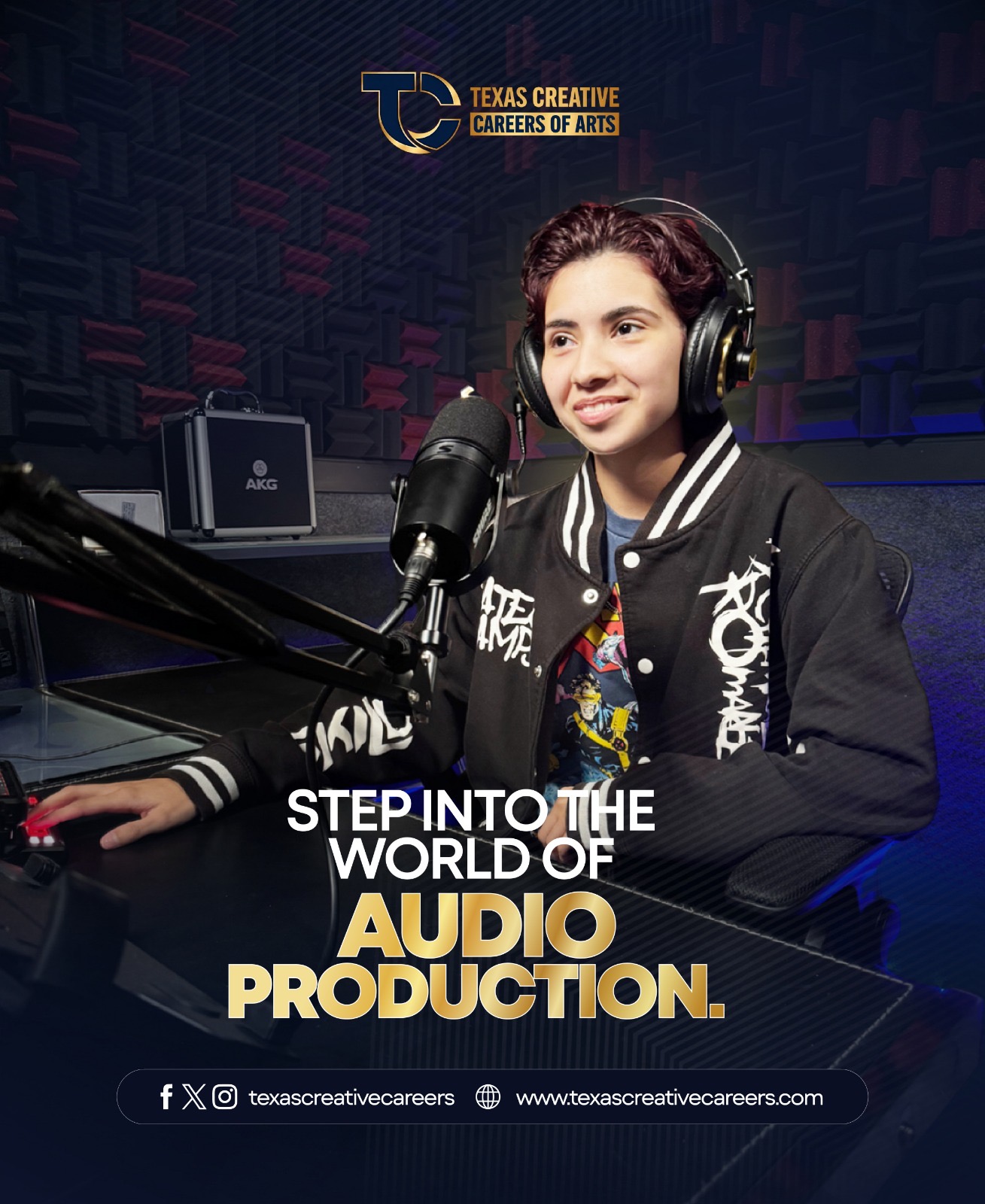 🎧 Step into the world of audio production.
Turn your passion for sound into a powerful skill.
At Texas Creative Careers of Arts, you’ll learn how to record, mix, and produce in a professional studio environment.
🎙 Hands-on studio training
🎚 Learn industry tools & techniques
🚀 Build a career in audio & media
Your voice, your sound, your future — it starts here.
👉 Get started: www.texascreativecareers.com
#TexasCreativeCareers #AudioProduction #SoundDesign #MusicProduction #CreativeCareers #MediaTraining #StudioLife #FutureCreators #ElPaso