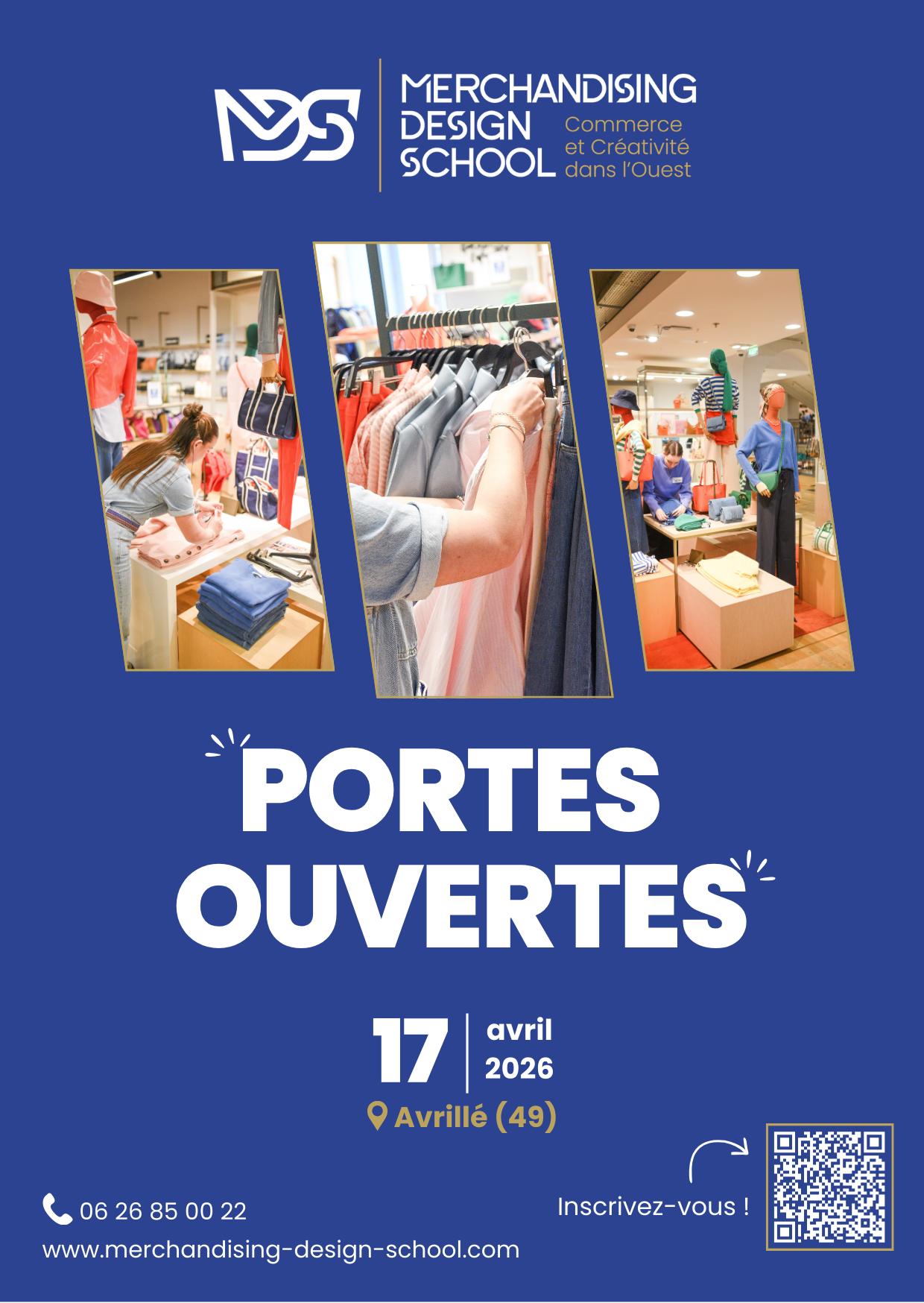 Portes Ouvertes à Merchandising Design School ✨
Vous rêvez de travailler dans le visual merchandising et de donner vie aux univers des marques ?
Venez découvrir nos formations lors de nos Portes Ouvertes :
📅 Vendredi 17 avril 2026, à Avrillé
⏰ 9h – 17h
Rencontrez nos formateurs, participez à des entretiens individuels, et plongez au cœur de l’univers du merchandising !
Inscriptions : https://forms.gle/7t45ucEmDQArVE527
#Merchandising #VisualMerchandising #PortesOuvertes #Orientation