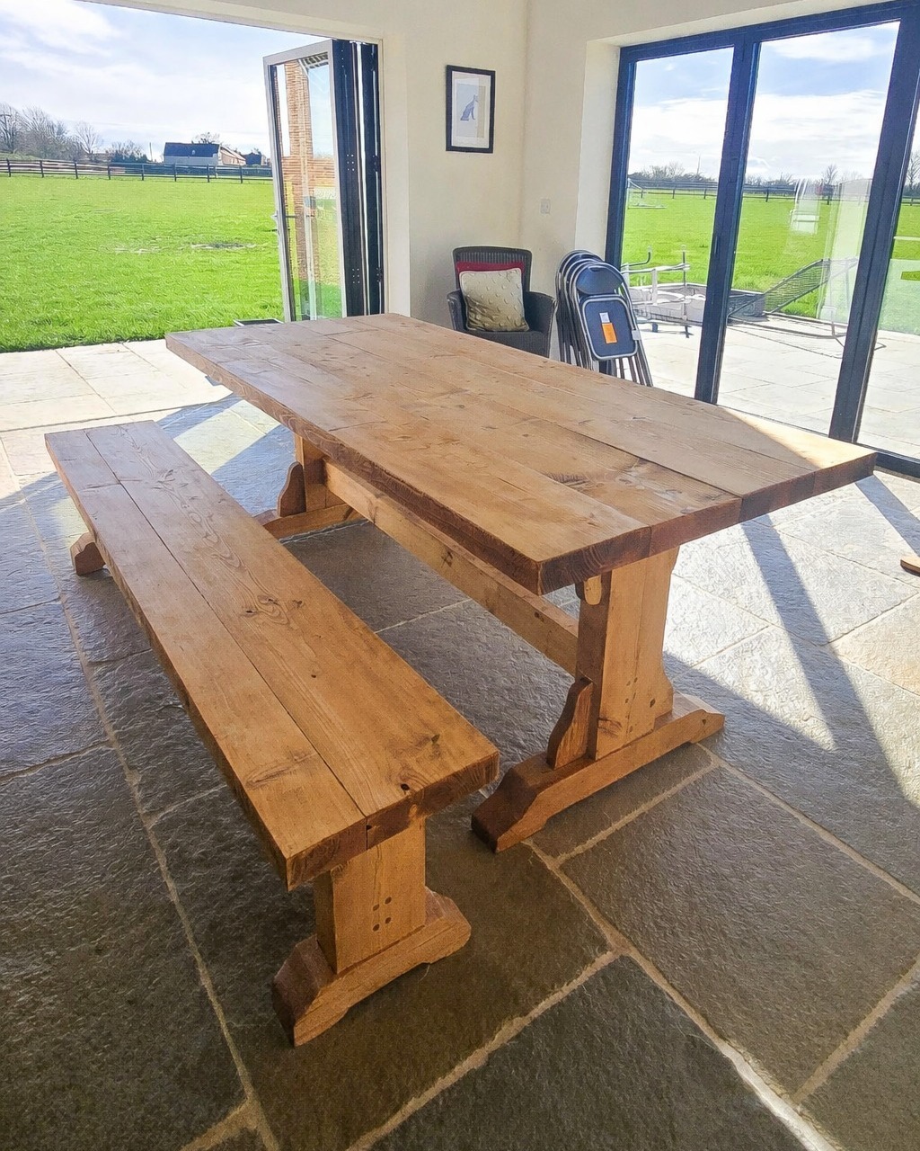 Our Reclaimed Temple Farmhouse dining table delivered and fully installed in our client’s home. Crafted from reclaimed timber, full of character and built to last for generations.
.
.
.
.
#BespokeFurniture #HandmadeFurniture #woodwork #rccfurniture