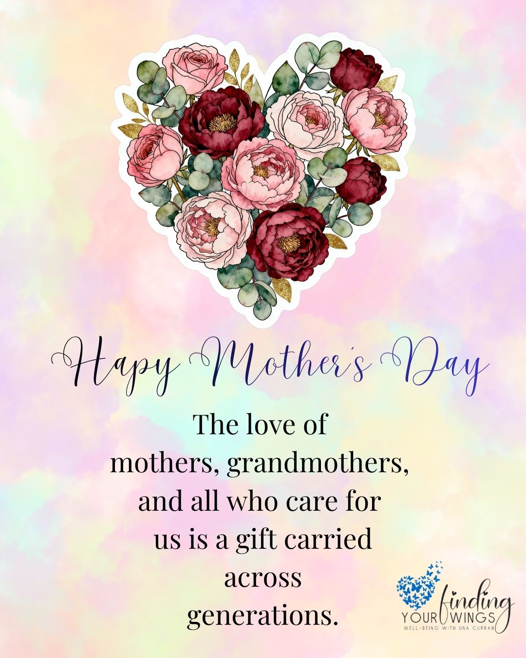The love of our Mothers, Grandmothers, Aunties, Godmothers and the many women who care for us is a gift that travels through generations ❤
These women in our lives offer comfort, guidance, patience, and kindness in everyday moments. Their care shapes how children learn to love, trust and connect with others.
On Mother’s Day we honour all the women who mother, nurture, and support the children in their lives. Your love matters more than you may ever realise ❤
We also hold in our hearts the Mothers who are no longer with us. Their care, wisdom, and love continue to live on in the memories they created and in the way we carry their kindness forward.
#mothersday #motherslove #nurturingwomen
#gratitudeformothers #GenerationsOfLove
#ConnectionMatters
#FamilyWellbeing
#ChildWellbeing
#Kindness
#FindingYourWingsWellbeing