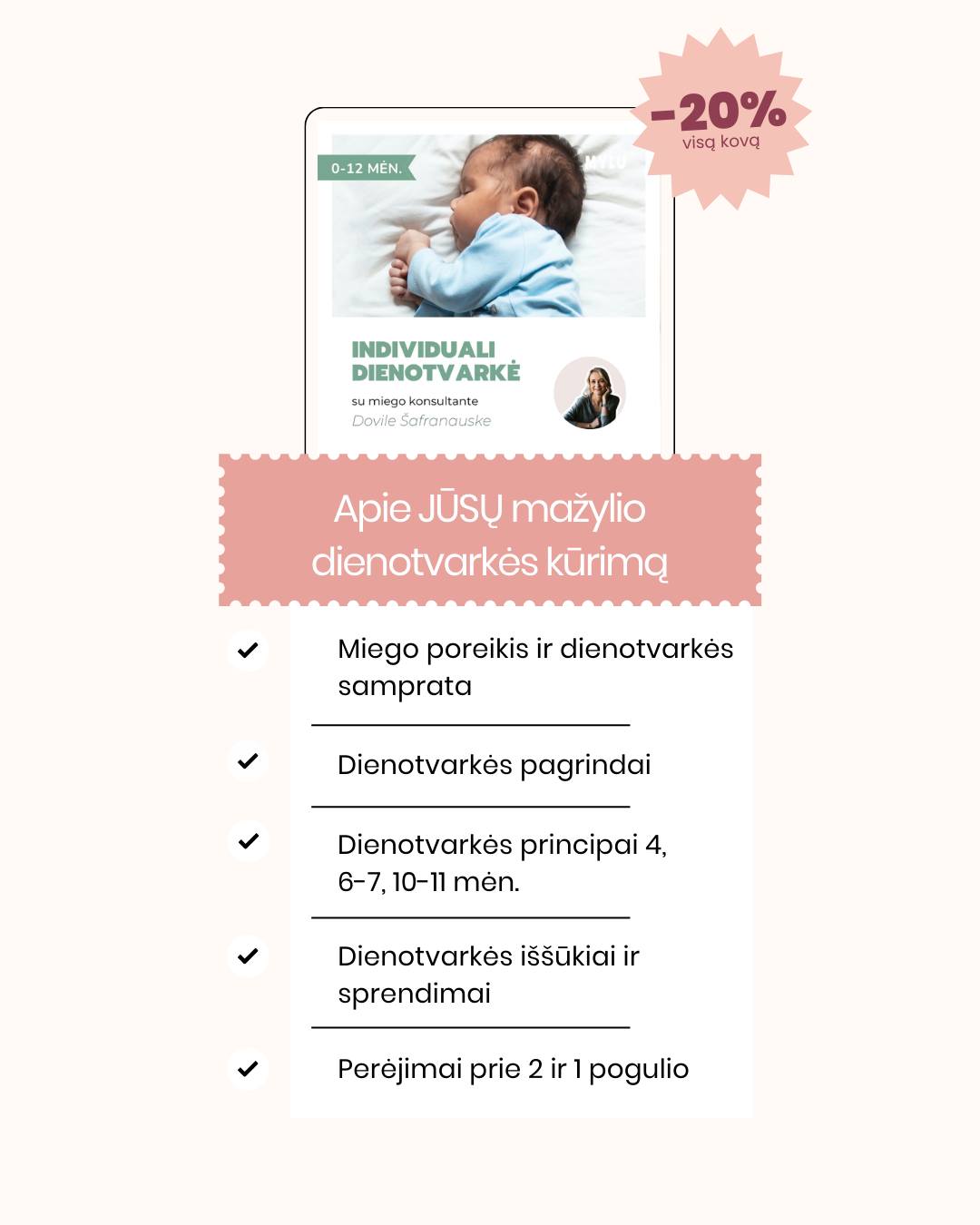 Ieškote ramesnių naktų? 🌙 Dabar saldesnis miegas su -20%!
Australijos Jautraus miego institute sertifikuotos kūdikių ir vaikų miego konsutantės Dovilės Šafranauskės seminarai:
🟢 Orientuoti į „realų“, o ne „teorinį“ vaiką
🟢 Tik su švelniais metodais be „išsiverkimo“
🟢 Suderinamumi su žindymu ir bendru miegu
🟢 Su asmenine patirtimi grįstu empatišku požiūriu
🟢 Su struktūruota nauda ir praktiniais įrankiais
Norite vietoj nuolatinio streso dėl „ne pagal grafiką“ miegančio mažylio gauti aiškų planą, ramybę ir supratimą, kaip atliepti vaiko poreikius, išlaikant sveiką poilsio ritmą?
Užsukite į mylu.lt, kur visą kovą miego seminarams taikome -20% nuolaidą!
#mylu #mylult #motinyste #naujagimiomiegas #kudikiumiegas #tėvystė #motinystė #vaikas #miegas #miegopelytes #kudikiumiegas #vaikumiegas #tevumiegas #darzelinukumiegas #auginimas #vaikuauginimas #gerasmiegas #kokybiskasmiegas #miegoprekes #purflo #purflogultukas #baltasistriuksmas