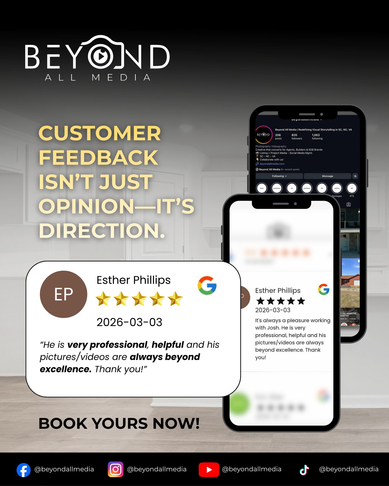 The best marketing speaks for itself.
We’re grateful for amazing clients like @esthercabreraphillips (Esther Cabrera Phillips) who trust @beyondallmedia to showcase their listings with professionalism and quality.
Helping agents present their properties at the highest level is what we’re passionate about.
Ready to make your next listing stand out?
Book your media with Beyond All Media today.
#beyondallmedia #realestatemarketing #ListingMedia #realtormarketing #realestatephotography