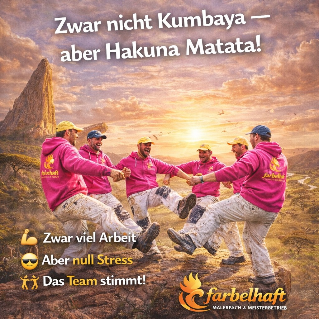 Manche Baustellen fühlen sich an wie
Straflager.
Bei uns eher wie:
🎶 gute Musik
😂 viel Gel#designinspo
👷♂️ saubere, kompetente Leute
Und zwischendrin wird halt noch
richtig gutes Handwerk gemacht.
Zwar nicht Kumbaya…
aber definitiv Hakuna Matata.
Farbelhaft – Malerfach & Meisterbetrieb
www.farbelhaft.saarland
#farbelhaft #dashandwerk #maler #saarland #saarlouis #ensdorf #meisterbetrieb #schoenerwohnen #kreativ #sanieren #design