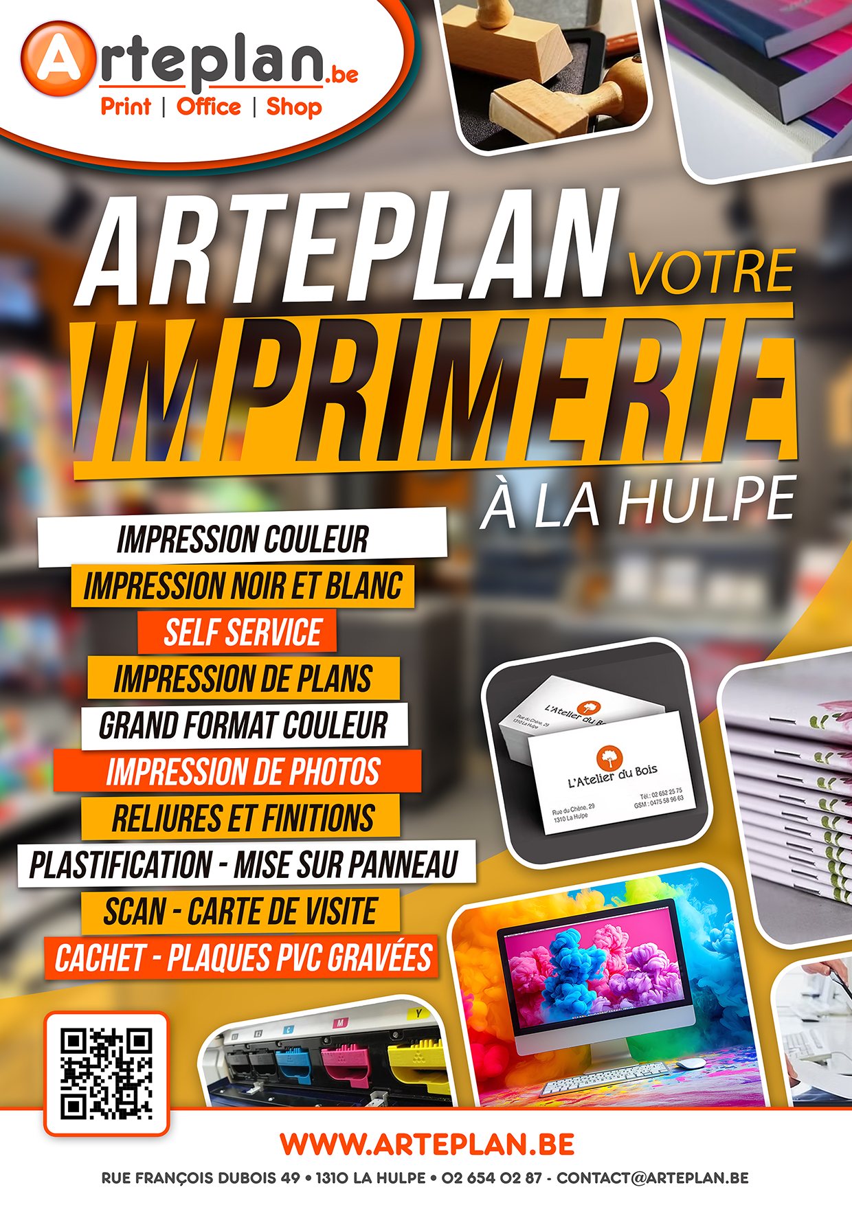 🖨️ ARTEPLAN – Votre imprimerie à La Hulpe !
Vous avez besoin d’imprimer rapidement et avec qualité ?
Chez Arteplan, nous vous proposons un large choix de services pour tous vos projets professionnels ou personnels.
✨ Nos services :
• Impression couleur
• Impression noir et blanc
• Self-service
• Impression de plans
• Grand format couleur
• Impression de photos
• Reliures et finitions
• Plastification & mise sur panneau
• Scan & cartes de visite
• Cachets & plaques PVC gravées
📍 Rendez-nous visite à La Hulpe
📌 Rue François Dubois 49
🌐 www.arteplan.be
➡️ Que ce soit pour vos documents, affiches, photos ou supports professionnels, Arteplan est là pour vous aider !
#Arteplan #Imprimerie #LaHulpe #Impression #PrintService #Graphisme
