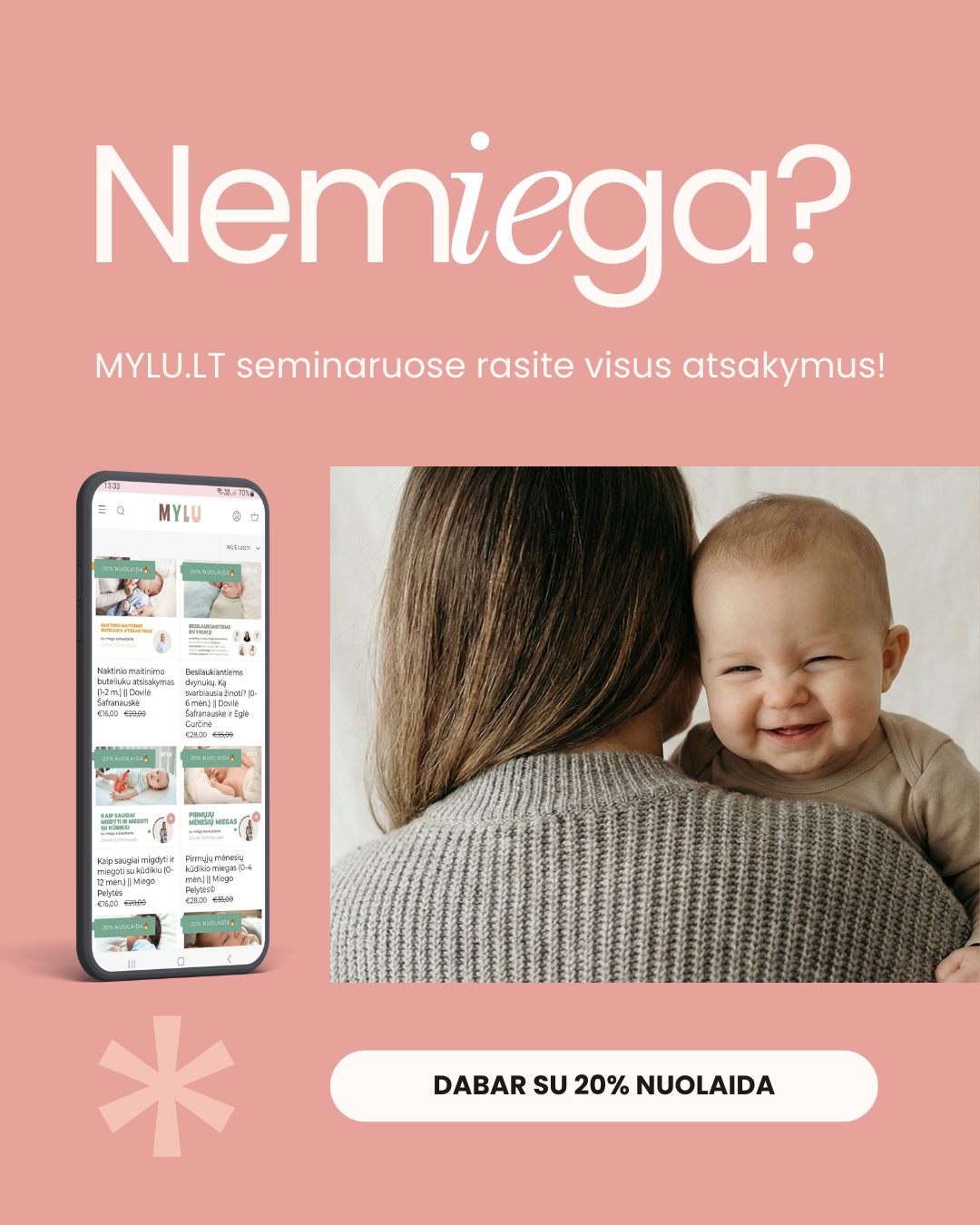 Ieškote ramesnių naktų? 🌙 Dabar saldesnis miegas su -20%!
Australijos Jautraus miego institute sertifikuotos kūdikių ir vaikų miego konsutantės Dovilės Šafranauskės seminarai:
🟢 Orientuoti į „realų“, o ne „teorinį“ vaiką
🟢 Tik su švelniais metodais be „išsiverkimo“
🟢 Suderinamumi su žindymu ir bendru miegu
🟢 Su asmenine patirtimi grįstu empatišku požiūriu
🟢 Su struktūruota nauda ir praktiniais įrankiais
Norite vietoj nuolatinio streso dėl „ne pagal grafiką“ miegančio mažylio gauti aiškų planą, ramybę ir supratimą, kaip atliepti vaiko poreikius, išlaikant sveiką poilsio ritmą?
Užsukite į mylu.lt, kur visą kovą miego seminarams taikome -20% nuolaidą!
#mylu #mylult #motinyste #naujagimiomiegas #kudikiumiegas #tėvystė #motinystė #vaikas #miegas #miegopelytes #kudikiumiegas #vaikumiegas #tevumiegas #darzelinukumiegas #auginimas #vaikuauginimas #gerasmiegas #kokybiskasmiegas #miegoprekes #purflo #purflogultukas #baltasistriuksmas