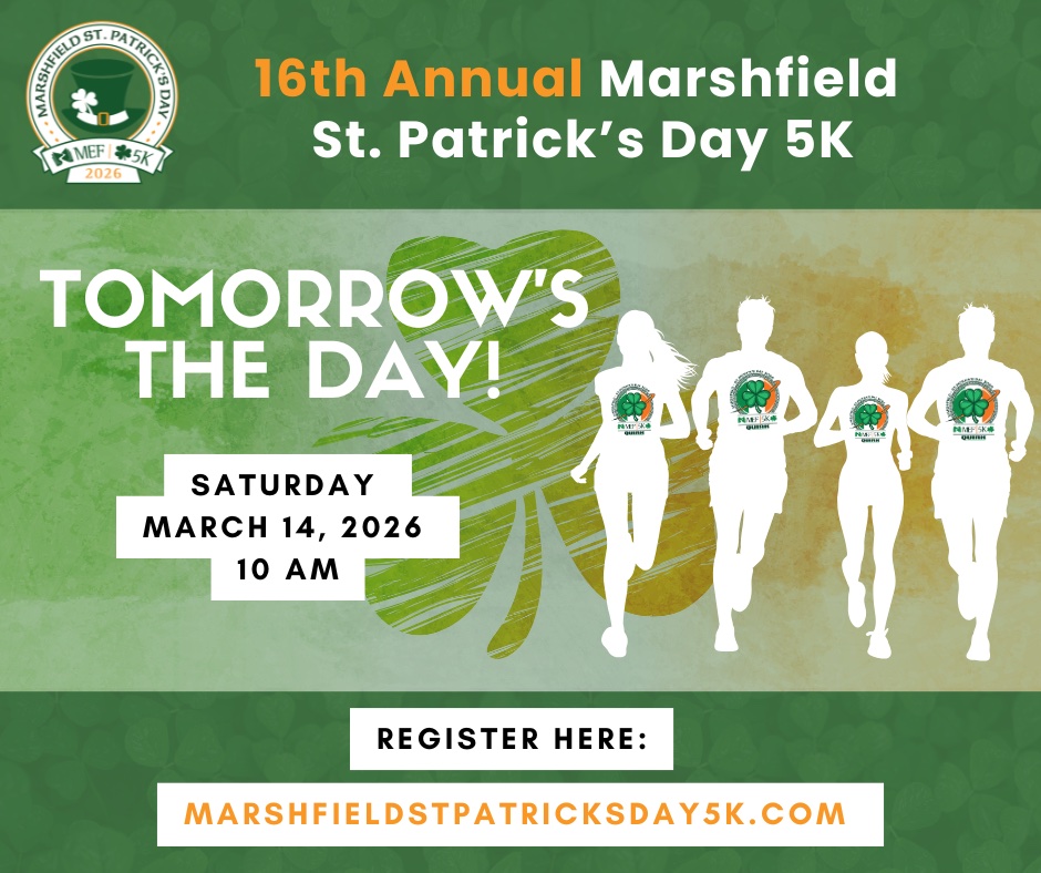 🍀 Tomorrow’s the day! 🍀
Join 3,000 runners, walkers, and crawlers at the Marshfield St. Patrick’s Day 5K – “America’s Most Irish Road Race!”
🏃♂️ Flat, fast USATF-certified oceanfront course
💰 Cash prizes + course record bonus
🍻 Epic finish parties in Brant Rock
Wear your green and come celebrate this beloved community tradition!
👉 Register Now:
www.marshfieldstpatricksday5k.com