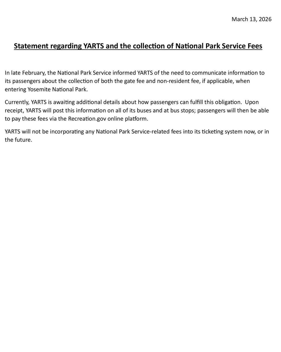 We received an important update from YARTS about the application of Nonresident fees for National Park Visitors.
We will update you when we learn more information!
#Yosemite #YosemiteBasecamp #morethanaflyshop #VisitTuolumneCounty #VisitGrovelandCA