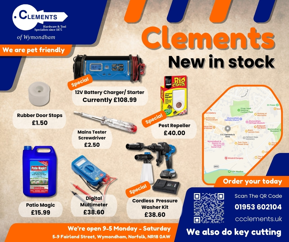 New in stock this week.
Check out our website for more details or pop in and see us.
#clementsandsons #clickandcollectservice #localbusiness #ironmonger #tools #Draper #drapertools