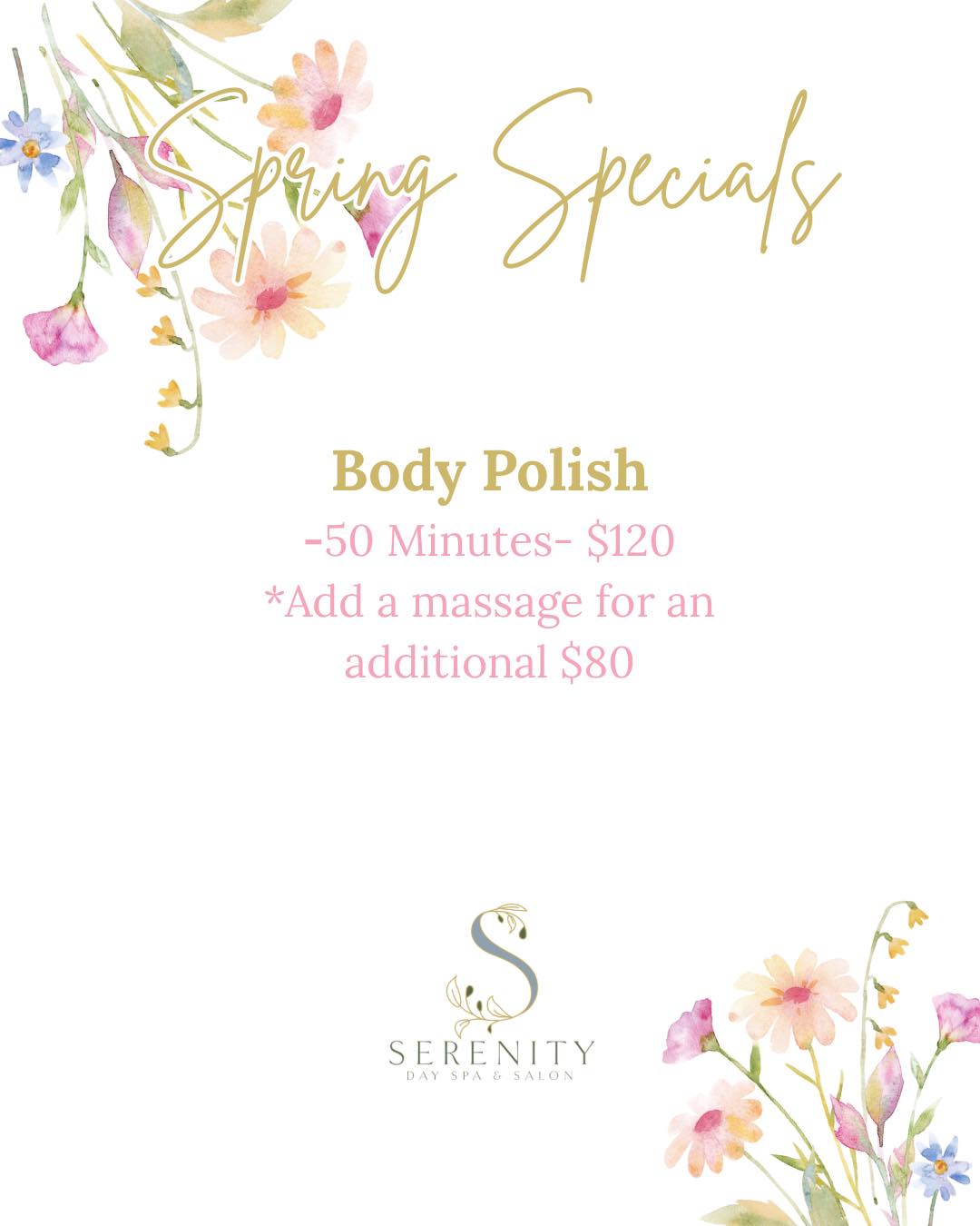 Step into spring with silky, glowing skin ✨
Our Body Polish treatment exfoliates and refreshes your skin, leaving you smooth from head to toe. 🧖🏼♀️
Call 870.234.4000 or visit Sdsmagnolia.com to book your body polish today! 🌷
#salonandspa #treatyourself #sdsmagnolia #spring #bodypolish