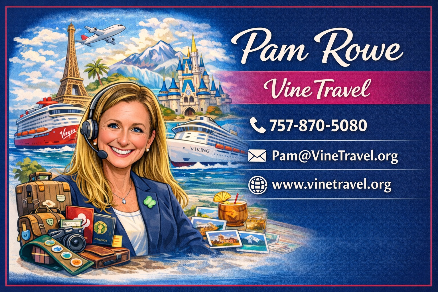 💙 Renewing Member Spotlight: Vine Travel 💙
We’re proud to recognize Vine Travel, INC for renewing their membership with the Gloucester County Chamber of Commerce! ✈️🌍
Vine Travel is a boutique travel agency specializing in curated, experience-driven travel—from luxury cruises and all-inclusive getaways to group trips, wellness retreats, and custom itineraries around the world.
Led by travel expert and Secretary of the Chamber Pam Rowe, Vine Travel goes beyond booking trips—creating meaningful travel experiences that bring people together. From girls’ getaways and family adventures to fundraising travel that gives back to local nonprofits, Vine Travel is passionate about travel with purpose.
Known for personalized service, expert guidance, and seamless planning, Vine Travel helps clients travel with confidence while making unforgettable memories.
We are grateful for their continued investment in our Chamber and the impact they make both locally and beyond!
👉 Learn more: www.vinetravel.org
#GloucesterChamber #RenewingMember #VineTravel #TravelWithPurpose #SupportLocal #WomenInBusiness ✨