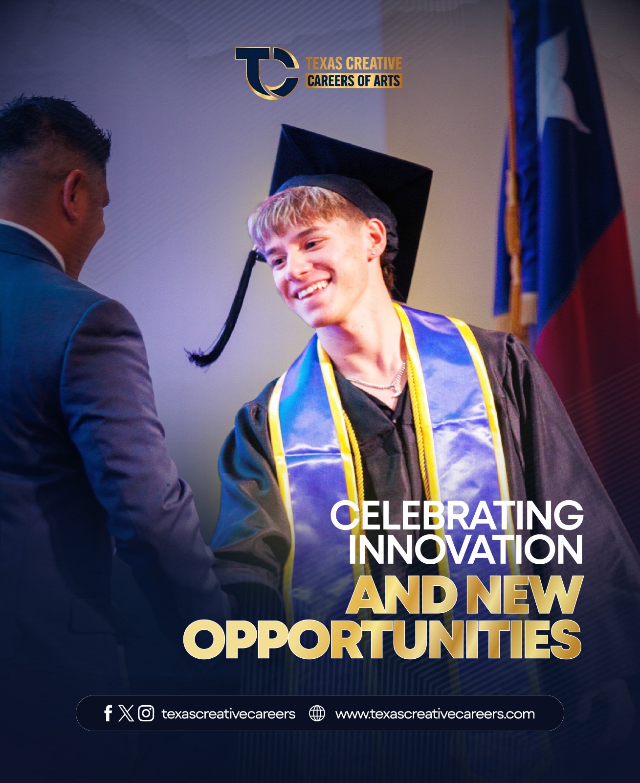 🎓 Celebrating innovation and new opportunities.
Every milestone marks the beginning of something greater.
At Texas Creative Careers of Arts, we celebrate the journey — from learning and growth to stepping confidently into the future.
✨ Real skills. Real experience. Real opportunities.
This is more than graduation…
It’s the start of your creative career.
👉 Take your first step: www.texascreativecareers.com
#TexasCreativeCareers #GraduationMoment #CreativeFuture #NewBeginnings #CareerInMedia #CreativeStudents #SuccessStartsHere #ElPaso #NextChapter