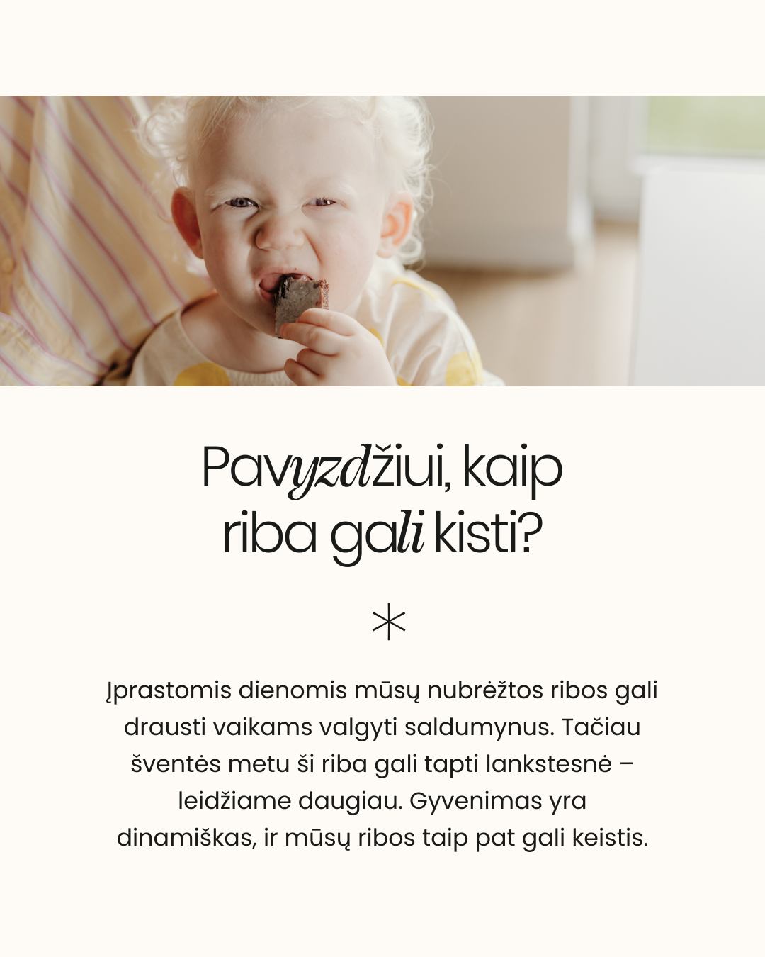 „RIBA“ SKAMBA KAIP BAUSMĖ? O turėtų skambėti kaip... dovana! 🎁
Dažnai tėvams daryti „tvarką“ trukdo viena nuostata: baimė būti „blogu policininku“. Tačiau nubrėžti ribą nereiškia nubausti. Tai reiškia pamokyti vaiką naviguoti šiame dideliame ir painiame pasaulyje. 🌍
Tad kuo gi skiriasi taisyklės nuo ribų?
📏 Taisyklės yra kietos ir nekintamos (kaip, pavyzdžiui, eismo taisyklės).
🌊 Ribos yra lankstus susitarimas, pagrįstas tėvų komfortu ir gyvenimo situacija.
Braukite karuselėje ir sužinokite:
✅ Kodėl ribos yra apie ryšį, o ne apie draudimus?
✅ Kaip mamos ir tėčio ribos gali skirtis (ir kodėl tai normalu)?
✅ Kodėl sunku brėžti ribas vaikams?
Svarbiausia prisiminkime: mokydami vaiką gerbti jūsų ribas, jūs mokote jį pažinti žmones ir saugoti save.
Kurią ribą jūsų namuose sunkiausia išlaikyti? Pasidalinkit komentaruose!
- tėvystės koučerė Dovilė @pagarbitevyste 🤍
#pagarbitevyste #mylu #mylult #tevyste #motinyste #tevai #auklejimas #vaikyste #vaikuauginimas #auklejimas #tevuemocijos #emocijos #tevupalaikymas #vaikas #vaikai #tetis #mama #mylultseminarai #myluseminarai #ribos #mamosgyvenimas #tevai #psichologija #šeima