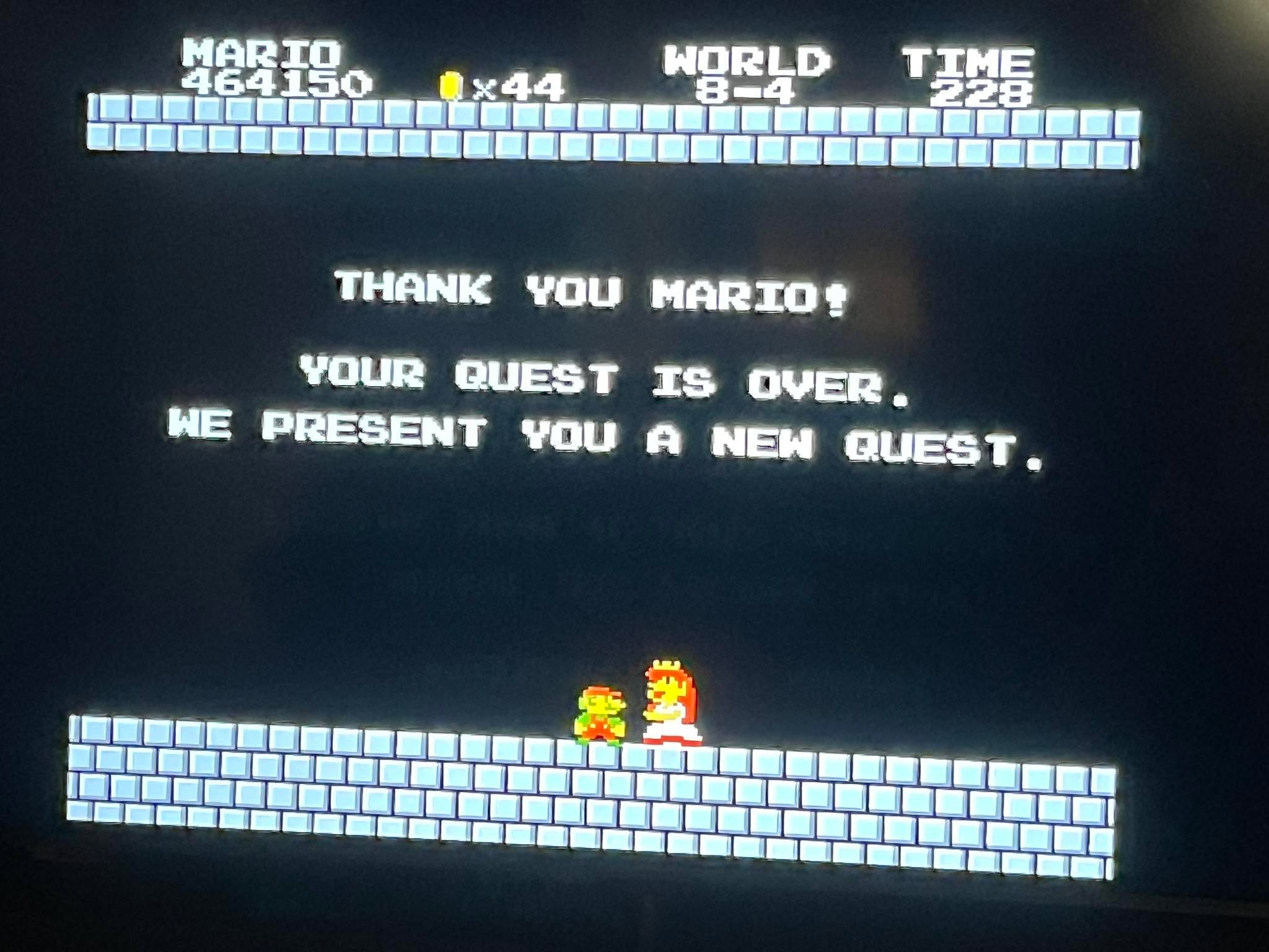 I don’t usually play the original Ninendo, but when I do…I play Super Mario Bros and save the princess. Let’s go! #boom