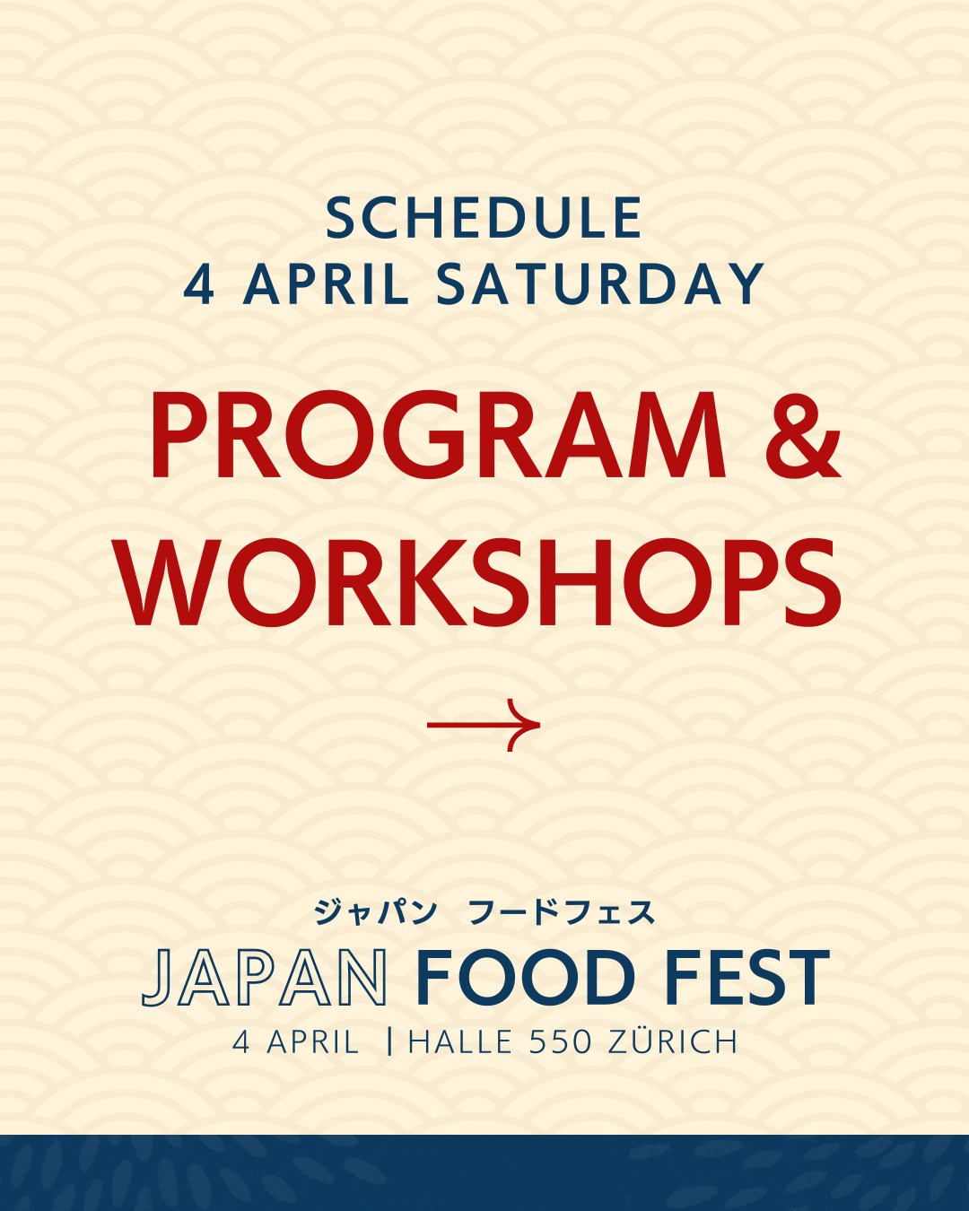 🎌 Japan Food Fest – Day 2 Program
Saturday, April 4 brings a lively day filled with music, dance, and exciting stage moments 🌸
From another round of taiko drumming to traditional Okinawan dance, the nostalgic sounds of Japanese enka, and karaoke - the stage celebrates a wide range of Japanese performances. The day also features the crowd-favorite Spicy Ramen Eating Contest!
👉 Swipe to see the full Saturday program and workshop schedule to plan your visit.
📍 Halle 550, Zürich Oerlikon
🎟 Tickets now available via the link in bio or Eventfrog
@taikozurich @sushi_yoko_com @utakiambi @rogeman343
#JapanFoodFest #TasteJapan #ZurichEvents #FoodFestival